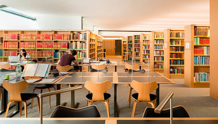 Students studying in a well-organized school library, highlighting the impact of school libraries on academic performance.