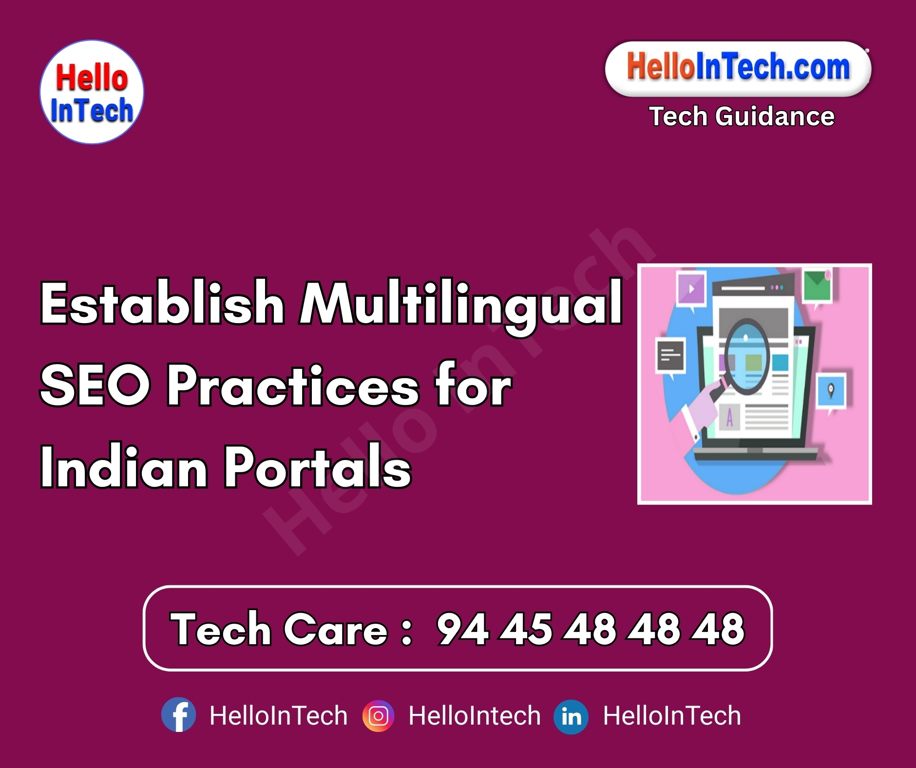#multilingualSEO #indianSEOstrategy #regionalSEO #localizationSEO #hreflangtags #hindiseo #tamillanguageseo #voiceoptimisedSEO #desiseo #seoindia #regionalcontentmarketing #indianlanguageSEO #culturalseo #transliteratedkeywords #seoformobiles #regionalkeywordresearch #localux #multilingualwebsite #SEOpracticesIndia #scriptbasedseo
𝐏𝐥𝐞𝐚𝐬𝐞 𝐅𝐨𝐥𝐥𝐨𝐰 & 𝐒𝐡𝐚𝐫𝐞 -𝗛𝗜𝗧 𝐓𝐨𝐮𝐫 𝐨𝐧 𝐒𝐨𝐜𝐢𝐚𝐥 𝐌𝐞𝐝𝐢𝐚 𝐏𝐚𝐠𝐞𝐬:
📞 𝗖𝗮𝗹𝗹 𝘂𝘀 𝘁𝗼𝗱𝗮𝘆: 94 45 48 48 48
🌐 𝗪𝗲𝗯𝘀𝗶𝘁𝗲: https://hellointech.com/i-news/
📧𝗘𝗺𝗮𝗶𝗹 𝗜𝗗: hellointech.com@gmail.com
👉 𝗙𝗮𝗰𝗲𝗯𝗼𝗼𝗸: https://www.facebook.com/HelloInTech/
👉 𝗜𝗻𝘀𝘁𝗮𝗴𝗿𝗮𝗺: www.instagram.com/Hello_intech
👉 𝗟𝗶𝗻𝗸𝗲𝗱𝗜𝗻: https://www.linkedin.com/in/hello-intech-19ba10220/
👉 𝗧𝘄𝗶𝘁𝘁𝗲𝗿/𝗫: https://x.com/HelloIntec13514
👉 𝗧𝗲𝗹𝗲𝗴𝗿𝗮𝗺: https://t.me/HelloInTech
👉 𝗪𝗵𝗮𝘁𝘀𝗔𝗽𝗽: https://wa.me/9445484848
👉 𝗪𝗖: https://whatsapp.com/channel/0029VbAfJCsEQIaoPeLZG62Z