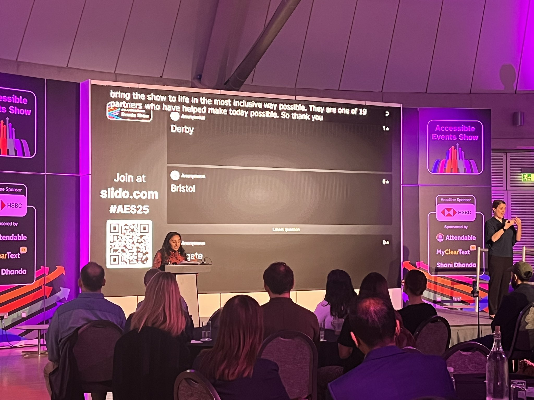 Image shows accessibility advocate Shani Dhanda - Co organiser of today’s Accessible Events Show - speaking at the opening of the@event at The Drum in Wembley.