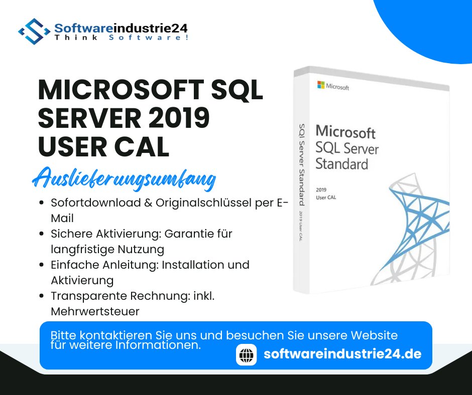 Microsoft SQL-Server 2019 USER CAL für Unternehmen mit mehreren Geräten
Microsoft SQL-Server 2019 USER CAL ist eine Clientzugriffslizenz, die es einem Benutzer ermöglicht, auf den Microsoft SQL-Server 2019 zuzugreifen. Diese Lizenzierungsoption ist ideal für Unternehmen mit mehreren Geräten, da sie es Benutzern ermöglicht, auf den SQL-Server von verschiedenen Geräten aus zuzugreifen, solange sie über eine gültige USER CAL-Lizenz verfügen. Im Folgenden finden Sie eine ausführliche und detaillierte Produktbeschreibung von Microsoft SQL-Server 2019 USER CAL. Mit einer Microsoft SQL-Server 2019 USER CAL können Benutzer auf alle Funktionen des SQL-Server 2019 zugreifen, einschließlich Integration Services, Reporting Services, Analysis Services und der relationalen Datenbank-Engine. Eine USER CAL bietet dem Benutzer die Flexibilität, von verschiedenen Geräten aus auf den SQL-Server zuzugreifen, solange sie über eine gültige Lizenz verfügen.