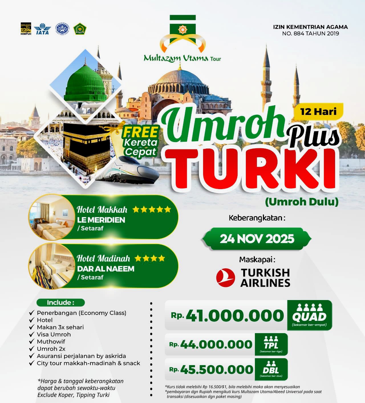 Paket Umroh Plus Turki 12 Hari
