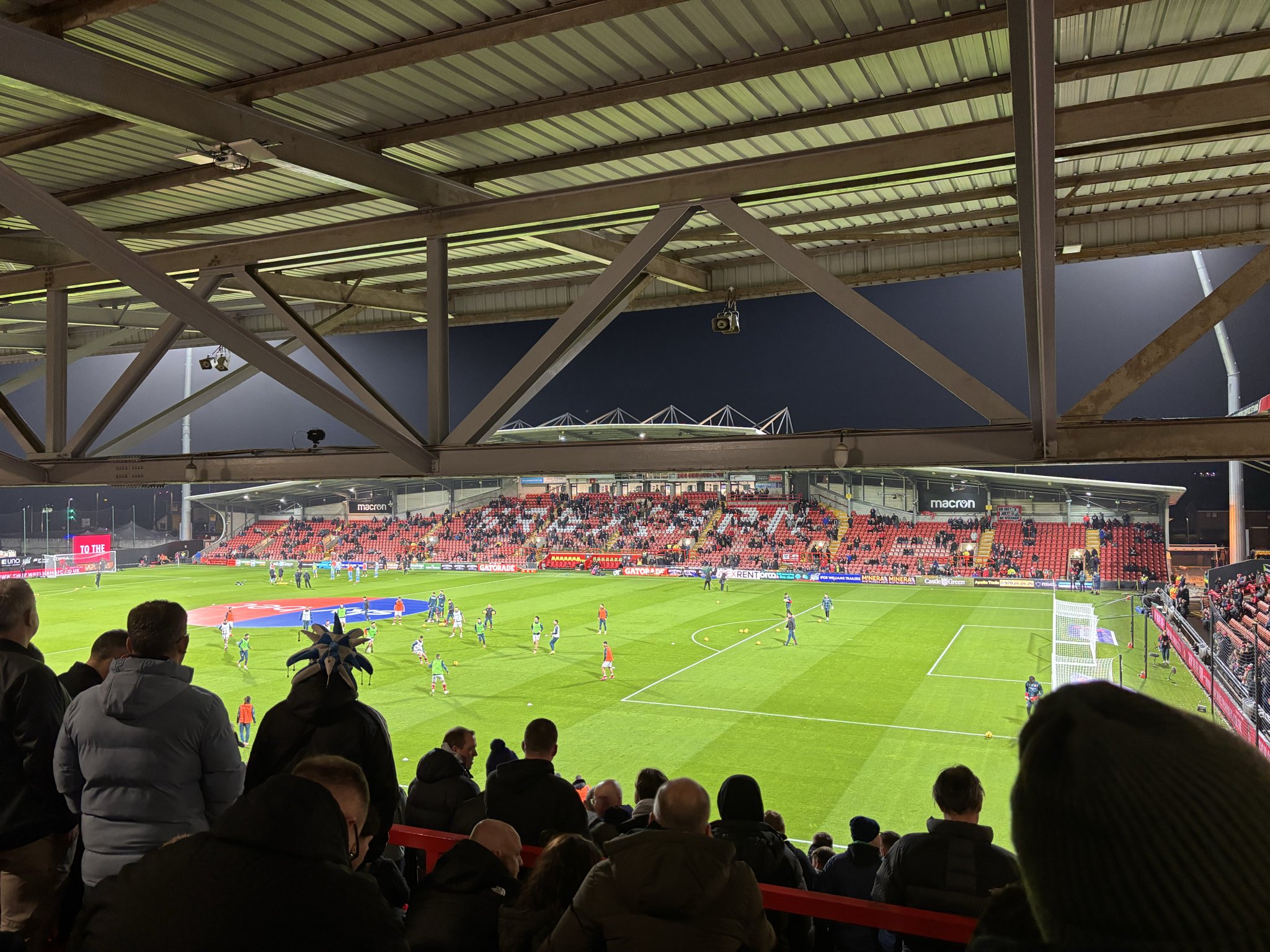 A view of the racecourse, Wrexham's ground before kickoff.