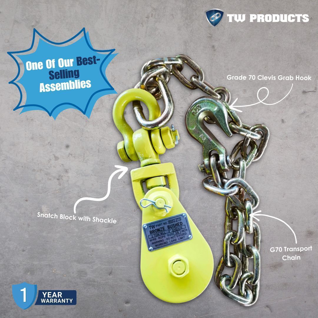 Assembly | Grade 70 Clevis Grab Hook w/ G70 Transport Chain & Snatch Block with Shackle