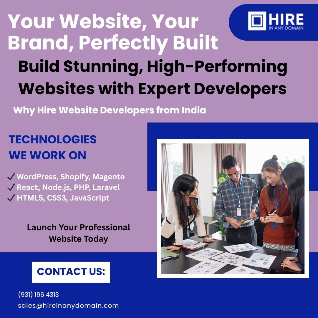 🌐 Want a stunning, SEO-friendly website?
Hire Website Developers from India for responsive design, fast performance, and affordable rates.
⚡ Build your digital presence today!
📩 sales@hireinanydomain.com
🌐 www.hireinanydomain.com
📞 +91 9311964313
Visit: https://hireinanydomain.com/hire-web-developer/
