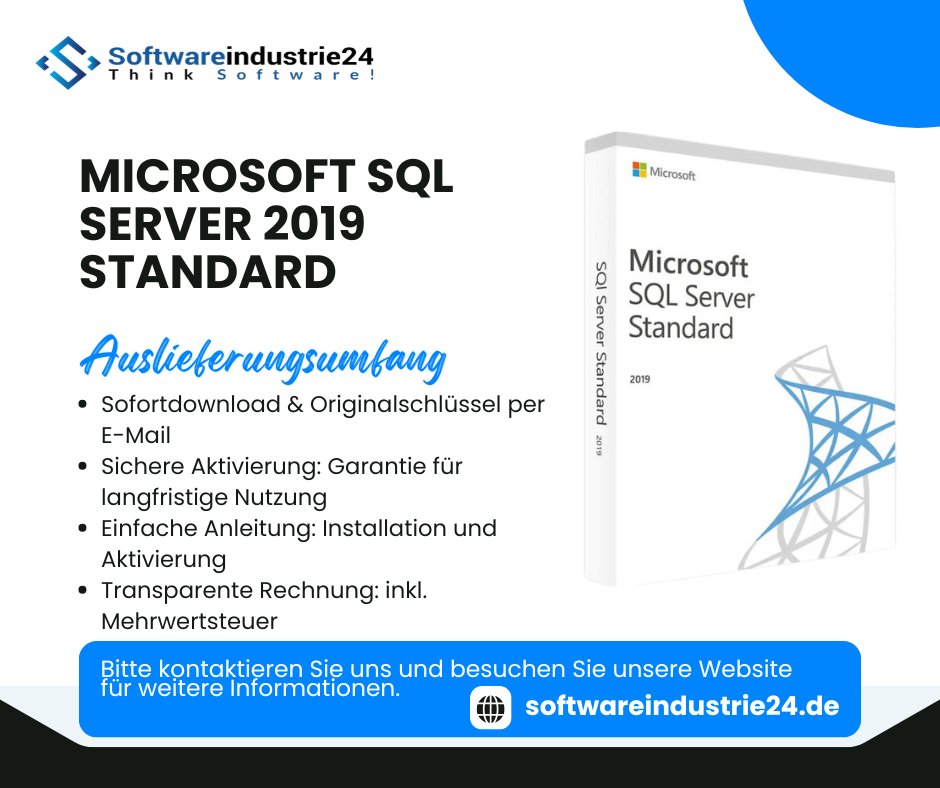 Produktinformationen "Microsoft SQL Server 2019 Standard"
Funktionen und Eigenschaften von Microsoft SQL-Server 2019 Standard
Microsoft SQL-Server 2019 Standard ist eine umfassende Datenbankmanagementlösung, die eine breite Palette von Funktionen und Tools bietet, um Datenbanken zu erstellen, zu verwalten, zu schützen und zu analysieren. Die Software enthält eine Vielzahl von Funktionen, die im Folgenden beschrieben werden. Die Datenbank-Engine von SQL-Server 2019 Standard ist eine leistungsstarke und skalierbare Engine, die die Verwaltung von relationalen Datenbanken ermöglicht. Sie unterstützt verschiedene Datenbankmodelle, darunter relationale, graphbasierte, JSON- und XML-Datenbanken. Die Engine optimiert automatisch Abfragen, um die Leistung zu maximieren, und bietet Unterstützung für In-Memory-Technologien, um die Leistung von Datenbankanwendungen zu verbessern. Darüber hinaus umfasst sie Sicherheitsfunktionen wie Always Encrypted, die die Sicherheit von Datenbanken und deren Inh