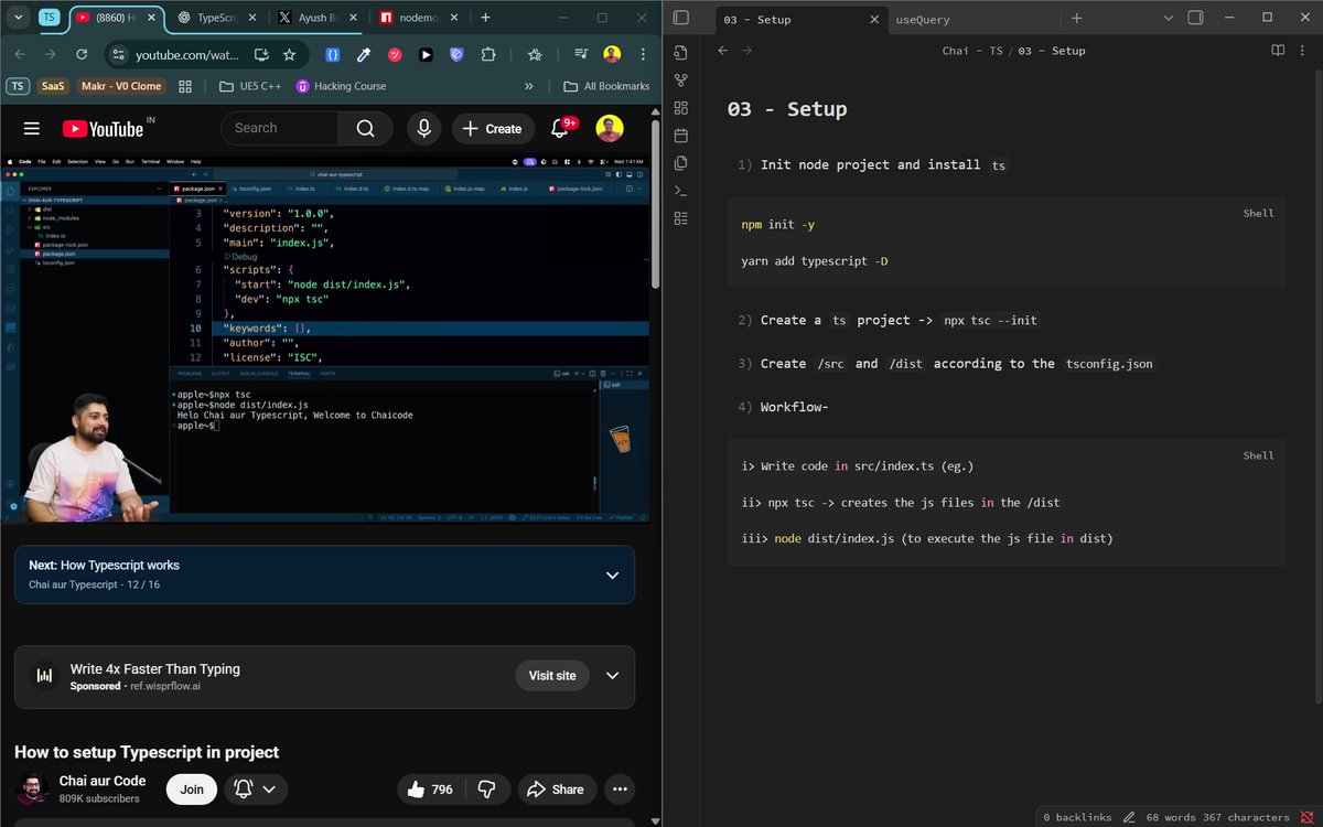 Screenshot of the video along with my notes