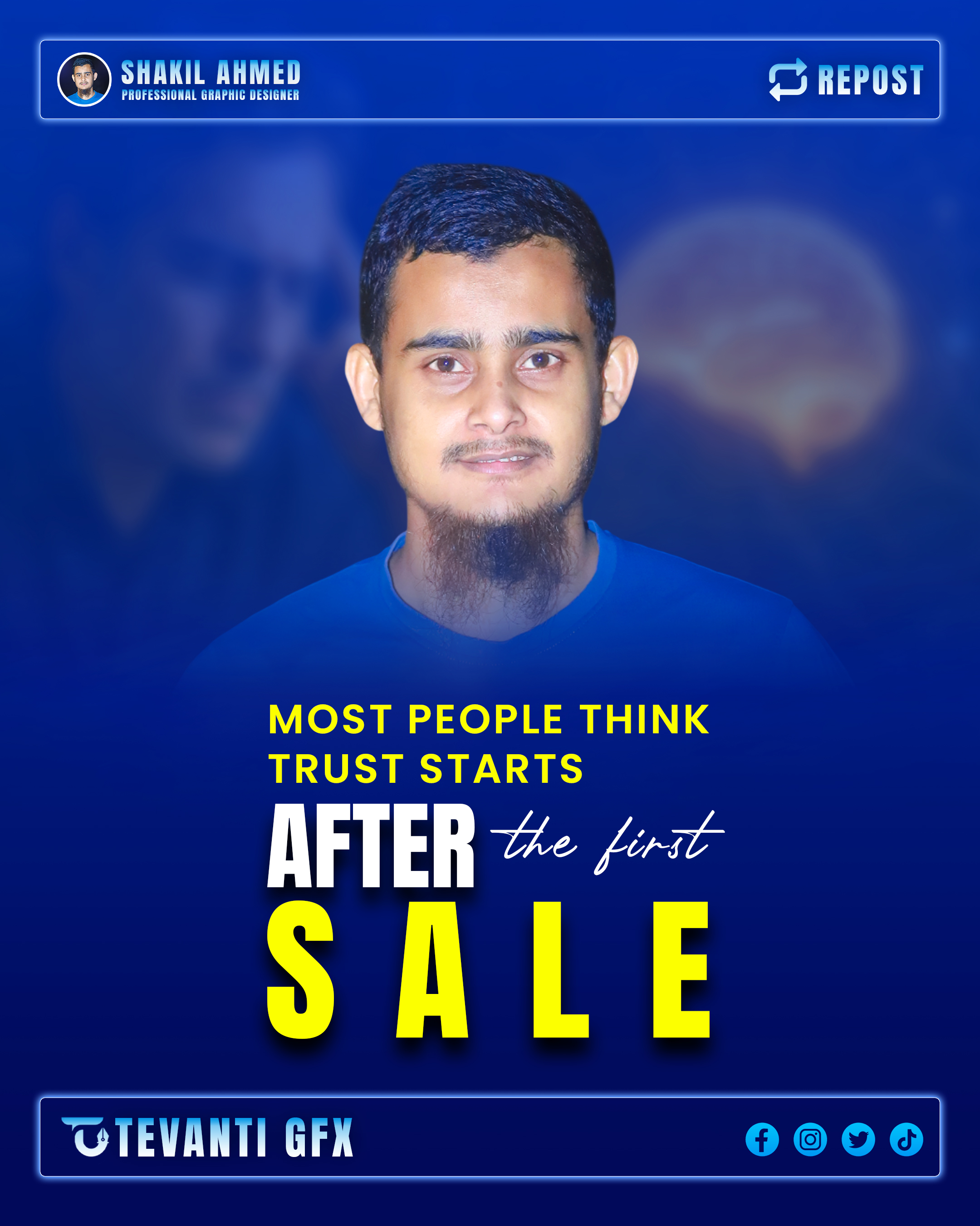 Most people think trust starts
after the first sale.
It doesn’t.
Trust starts before the first click.
↳ Before the message
↳ Before the price
↳ Before the conversation
Here’s what people notice first:
❌ Confusing visuals
❌ Unclear positioning
❌ Mixed signals everywhere
❌ “We do everything” messaging
Nothing feels wrong.
But nothing feels confident either.
Now here’s the truth most brands ignore:
Trust grows ⬇️
✅ When your brand looks intentional
✅ When your message stays focused
✅ When your visuals repeat a story
✅ When clarity replaces noise
People don’t buy when they’re impressed.
They buy when they feel safe.
That applies to
books, food, travel, restaurants, real estate —
every business that depends on belief.
Before people invest money,
they invest trust.
💬 Ask yourself —
does your brand feel clear at first glance?
👉 If you want people to trust you
before the first purchase,
your brand must speak clearly.
📩 Let’s design clarity that builds confidence.
📞 WhatsApp: +8801568371715