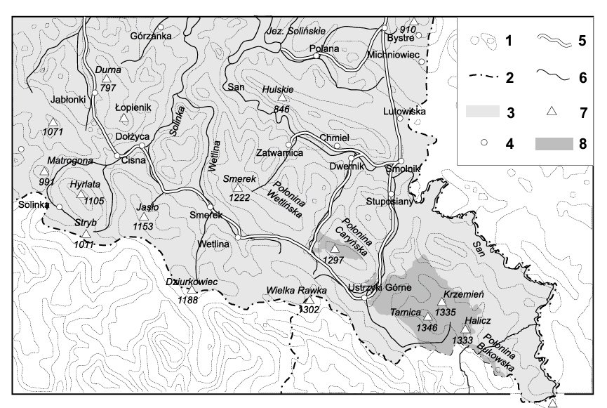 Źródło: T. Winnicki, S. Michalik — Bieszczadzki Park Narodowy - historia utworzenia i powiększenia parku narodowego.