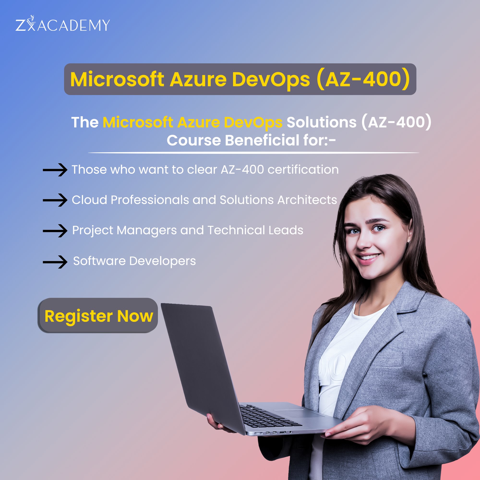 Optimize your software development lifecycle by utilizing the full potential of Microsoft Azure DevOps (AZ-400).
Our comprehensive training covers everything from foundational concepts to advanced techniques, equipping your team with the skills to streamline workflows, increase collaboration, and deliver exceptional results.
Key highlights:
✅ Expert Guidance: Learn from industry-leading instructors with extensive experience in Azure DevOps solutions.
✅ Customized Curriculum: Tailored training modules to suit your team's specific needs and objectives.
Join us and empower your team to drive innovation, accelerate delivery, and exceed customer expectations with Microsoft Azure DevOps Solutions. Let's build the future together! 💡💻
For More Details: https://www.zxacademy.com/course/microsoft-azure-devops-solutions-training/
Contact Details: +91 8088354554
WhatsApp: https://wa.me/8296960414
Email ID: info@ZxAcademy.com
Visit our Website: https://www.ZxAcademy.com/