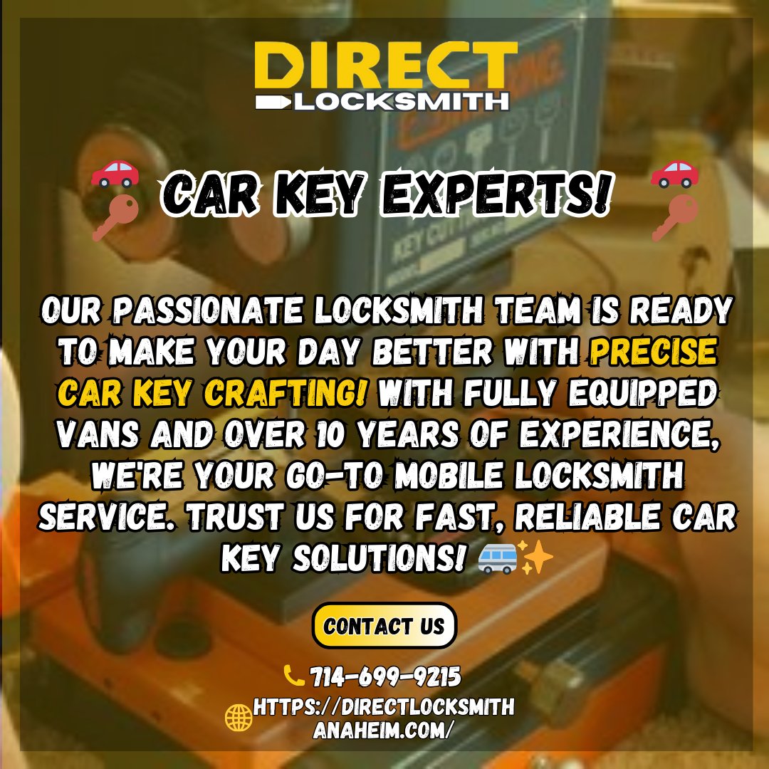 👇 | Contact us at:
☎ | 714-699-9215
🌐 | Visit https://directlocksmithanaheim.com