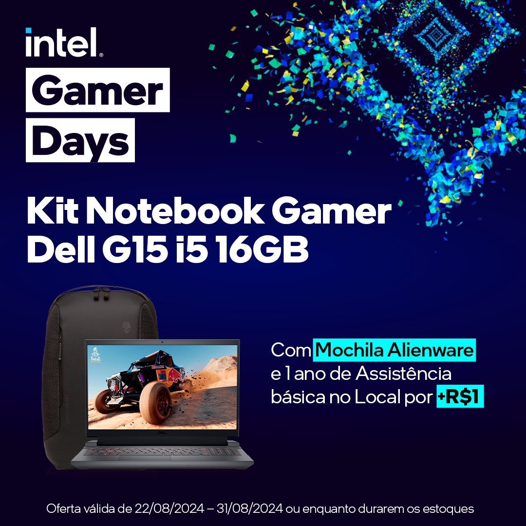 Promoção do Kit Notebook Gamer Dell G15 i5