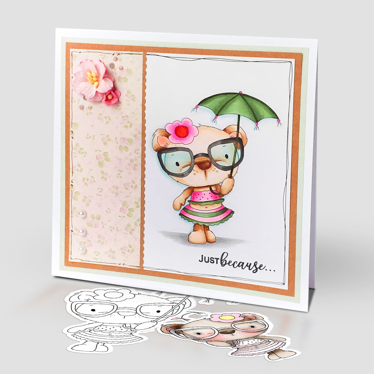 Bella Bear in the Sun printable stamp or clipart for crafting, card making, printbale stickers