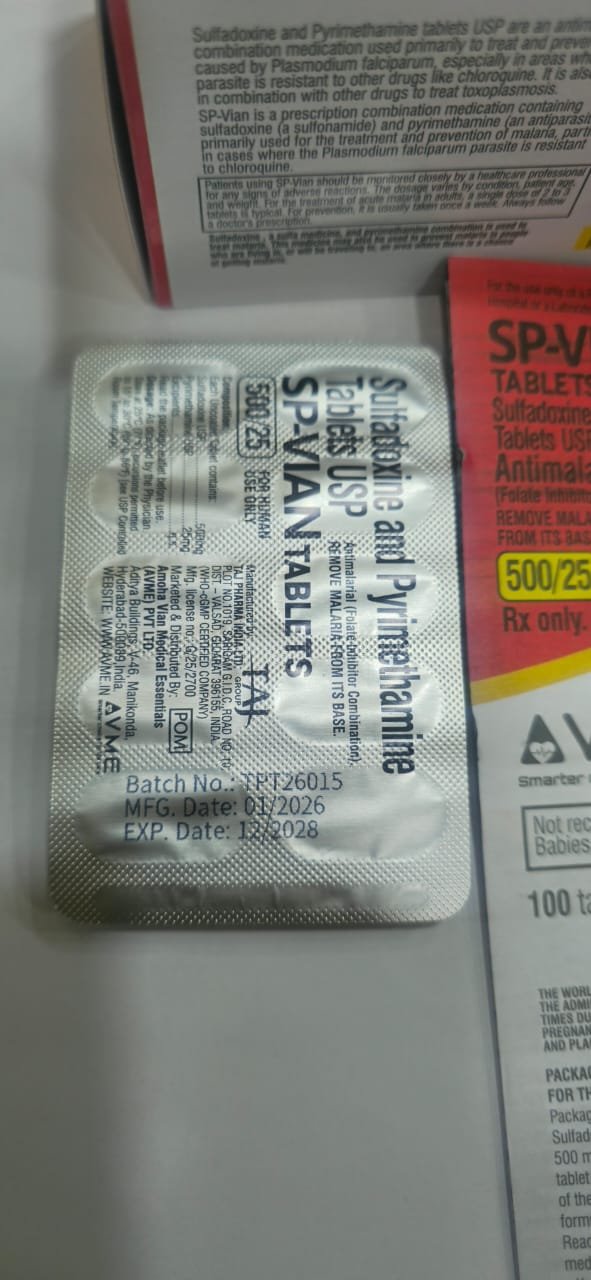 Sulfadoxine and pyrimethamine tablets combine two antimalarial drugs that work by blocking folic acid production, used primarily for treating drug-resistant malaria, preventing malaria in pregnant women (IPTp), and sometimes infants. Known by brand names like Fansidar, they target Plasmodium falciparum, though their use is limited by resistance and slow action, with common side effects including nausea, dizziness, and rash, requiring prescription.