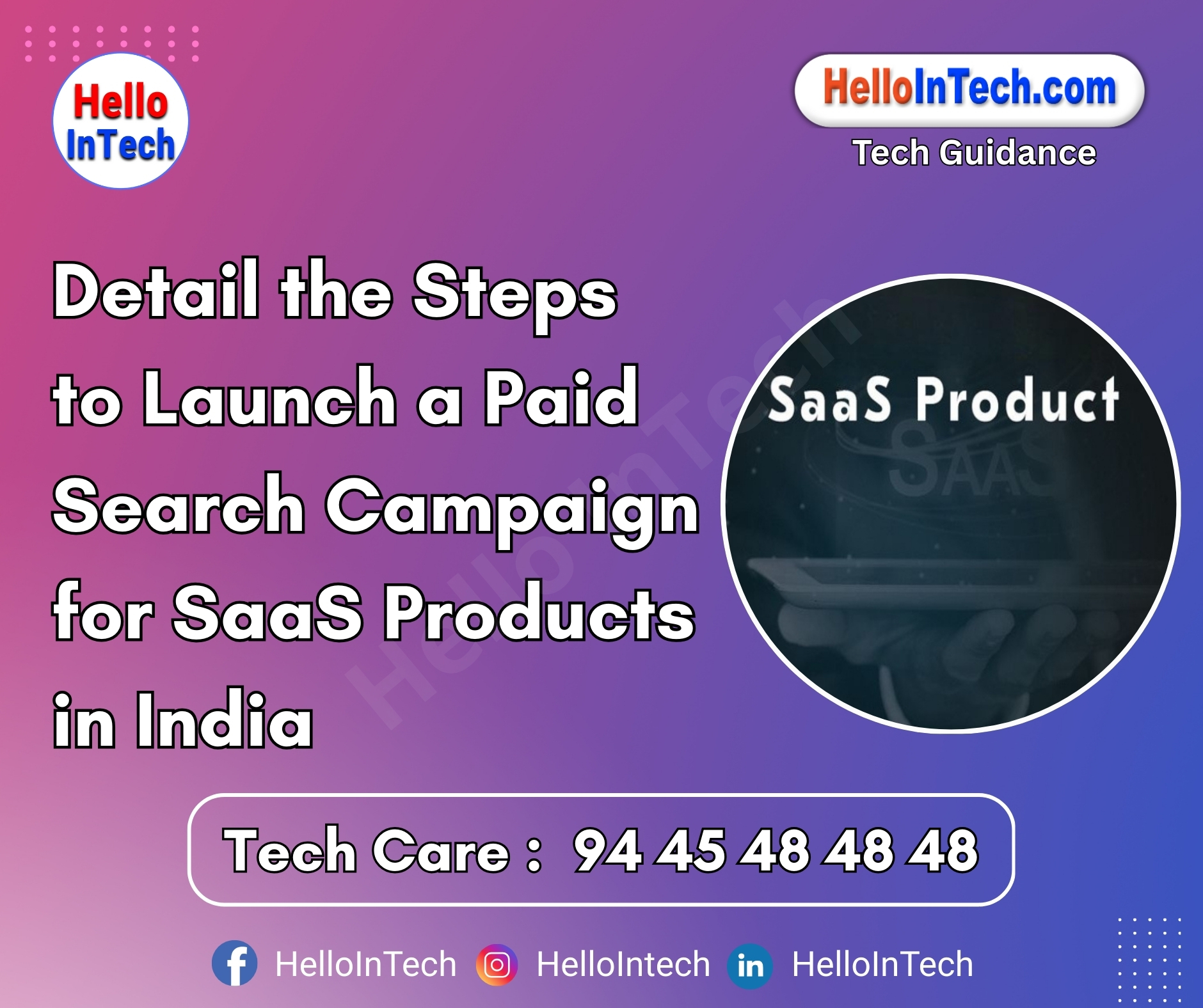 #paidsearch #saasindia #googleads #digitalmarketing #B2Bleadgeneration #SaaSmarketing #crmsoftware #searchcampaigns #landingpagedesign #indianSaaS #localizedads #searchads #conversiontracking #googleanalytics #utmstrategy #targetCPA #mobileUX #SaaSgrowth #remarketingstrategy #techads #SaaSstartup #performanceads #indiantechmarket
𝐏𝐥𝐞𝐚𝐬𝐞 𝐅𝐨𝐥𝐥𝐨𝐰 & 𝐒𝐡𝐚𝐫𝐞 -𝗛𝗜𝗧 𝐓𝐨𝐮𝐫 𝐨𝐧 𝐒𝐨𝐜𝐢𝐚𝐥 𝐌𝐞𝐝𝐢𝐚 𝐏𝐚𝐠𝐞𝐬:
📞 𝗖𝗮𝗹𝗹 𝘂𝘀 𝘁𝗼𝗱𝗮𝘆: 94 45 48 48 48
🌐 𝗪𝗲𝗯𝘀𝗶𝘁𝗲: https://hellointech.com/i-news/
📧𝗘𝗺𝗮𝗶𝗹 𝗜𝗗: hellointech.com@gmail.com
👉 𝗙𝗮𝗰𝗲𝗯𝗼𝗼𝗸: https://www.facebook.com/HelloInTech/
👉 𝗜𝗻𝘀𝘁𝗮𝗴𝗿𝗮𝗺: www.instagram.com/Hello_intech
👉 𝗟𝗶𝗻𝗸𝗲𝗱𝗜𝗻: https://www.linkedin.com/in/hello-intech-19ba10220/
👉 𝗧𝘄𝗶𝘁𝘁𝗲𝗿/𝗫: https://x.com/HelloIntec13514
👉 𝗧𝗲𝗹𝗲𝗴𝗿𝗮𝗺: https://t.me/HelloInTech
👉 𝗪𝗵𝗮𝘁𝘀𝗔𝗽𝗽: https://wa.me/9445484848
👉 𝗪𝗖: https://whatsapp.com/channel/0029VbAfJCsEQIaoPeLZG62Z