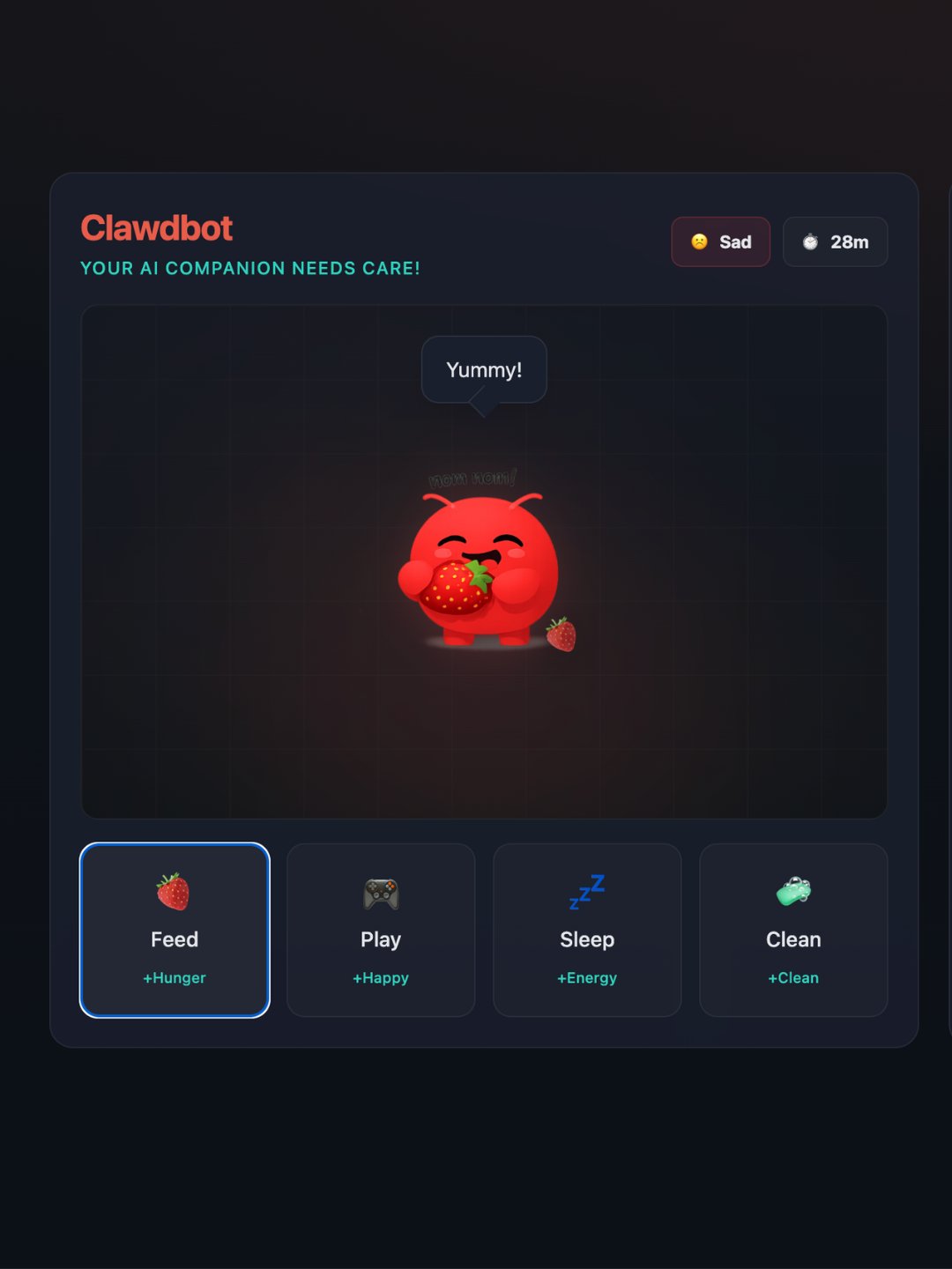 Clawdbot Eating a Strawberry!