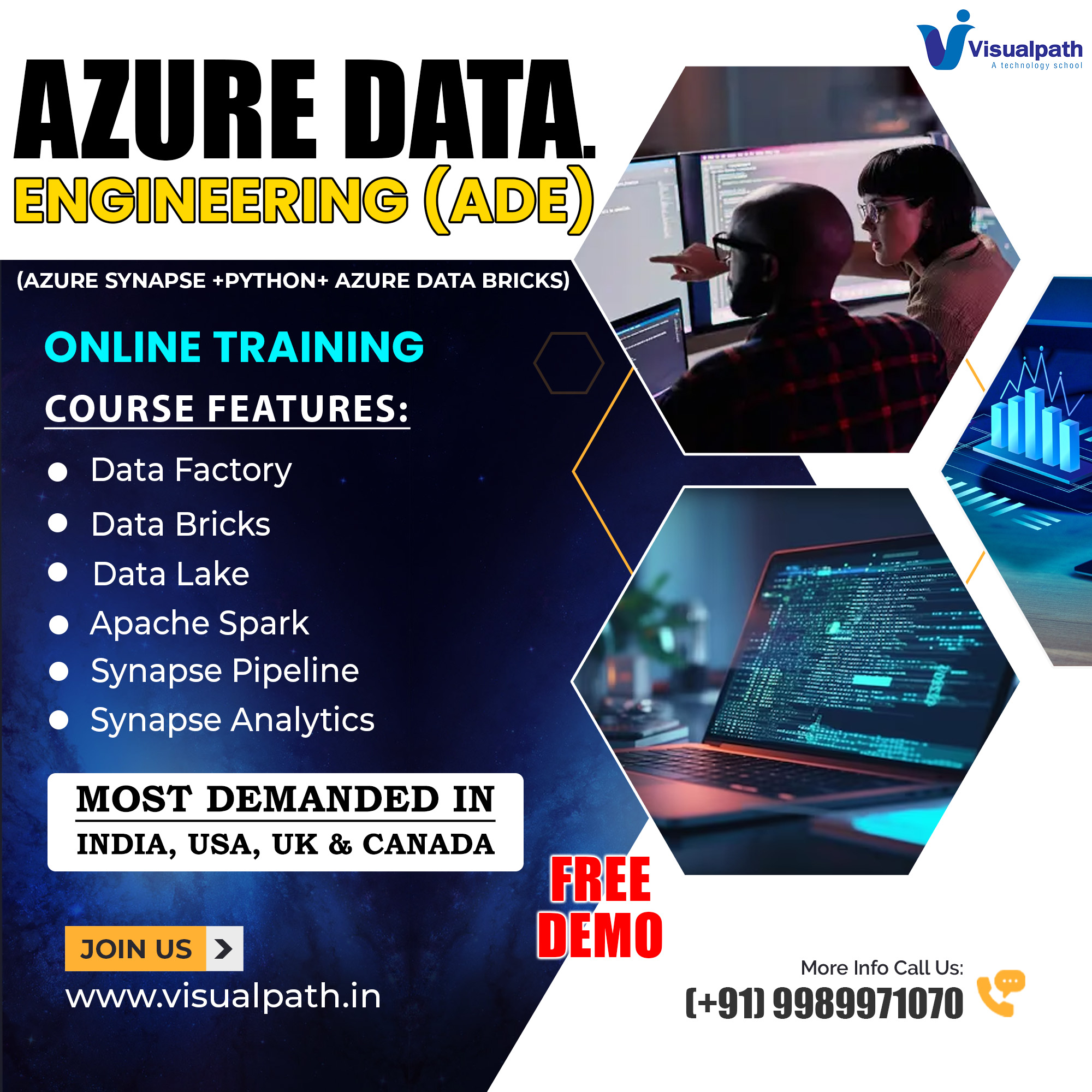 
Advance your skills with Visualpath’s Azure Data Engineer Course. Expert-led training for real-world application. Enroll now for comprehensive Azure Data Engineer training and career growth. We provide Online Training Courses study materials, interview questions, and real-time projects to help students gain practical skills. 
Key points:
Azure Data Factory (ADF), Azure Data bricks, Azure Synapse Analytics, Azure SQL Database, Azure Cosmos DB, Azure Blob Storage, Azure Data Lake, SQL, Power BI
WhatsApp: https://www.whatsapp.com/catalog/919989971070/
Blog link: https://visualpathblogs.com/
Visit us https://www.visualpath.in/online-azure-data-engineer-course.html
 
