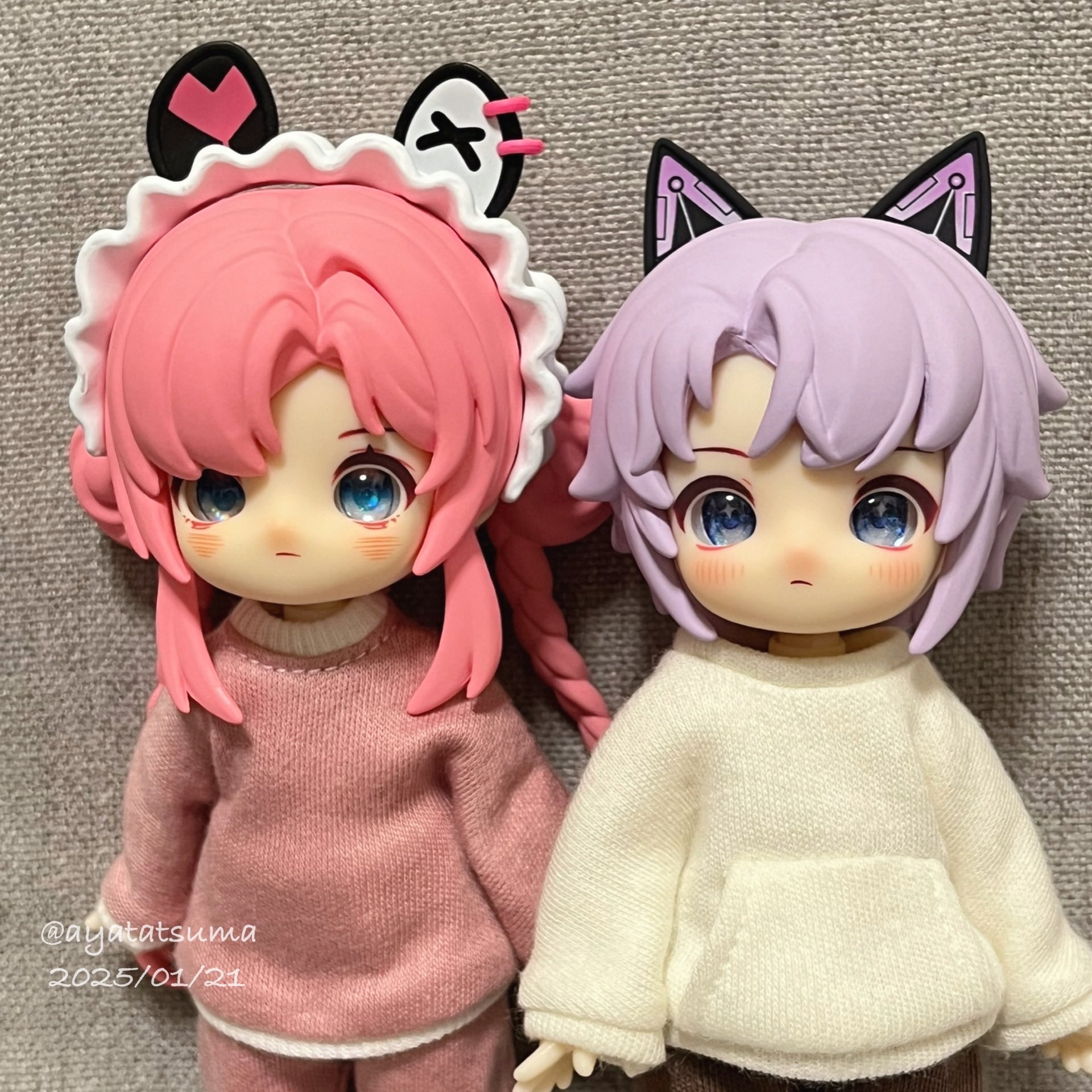 ブラインドドール NAGI 留学シーズンより云兎(画面左)と星泉(画面右)
着せているのは自作の #たつまドール服