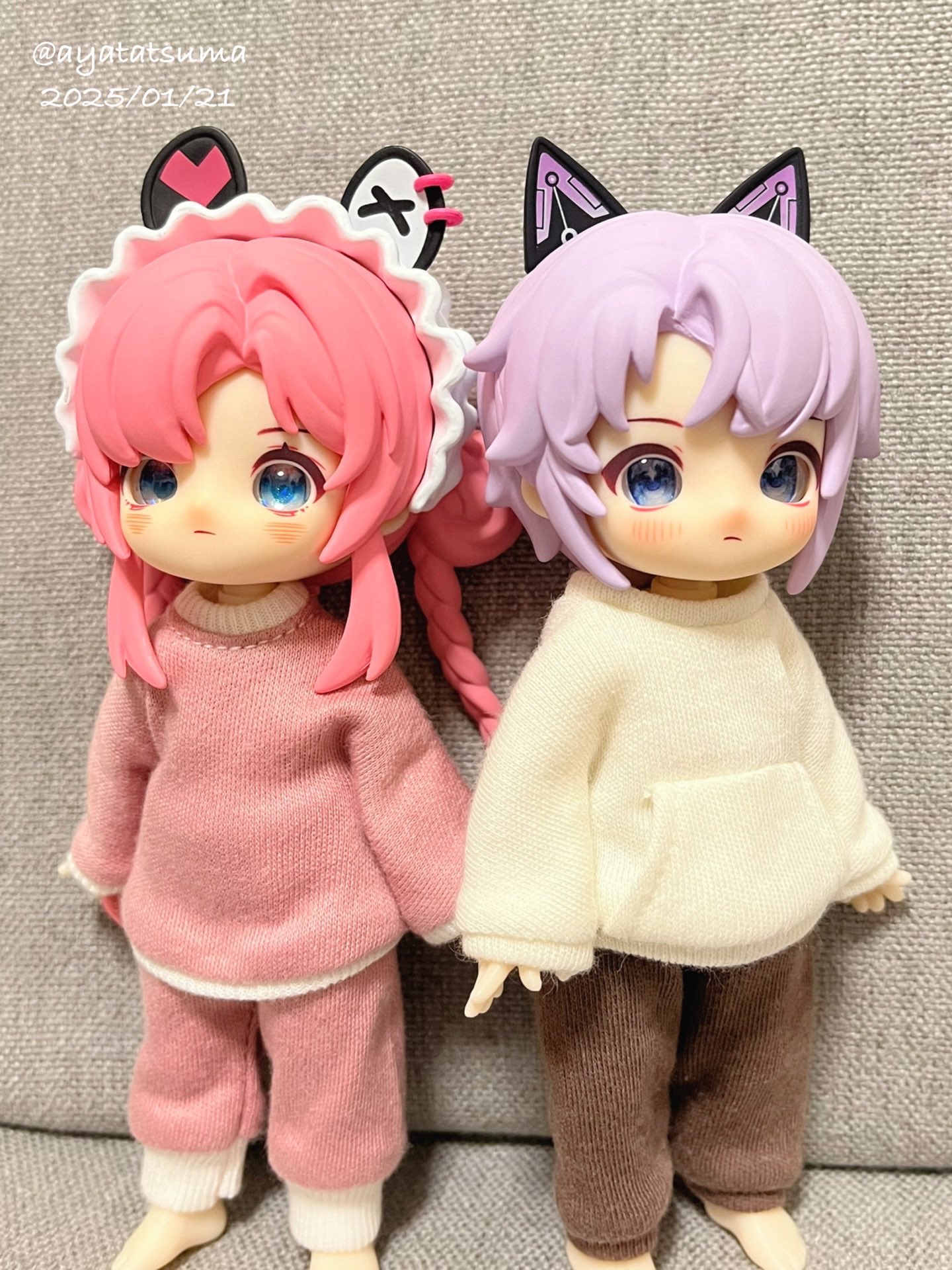 ブラインドドール NAGI 留学シーズンより云兎(画面左)と星泉(画面右)
着せているのは自作の #たつまドール服