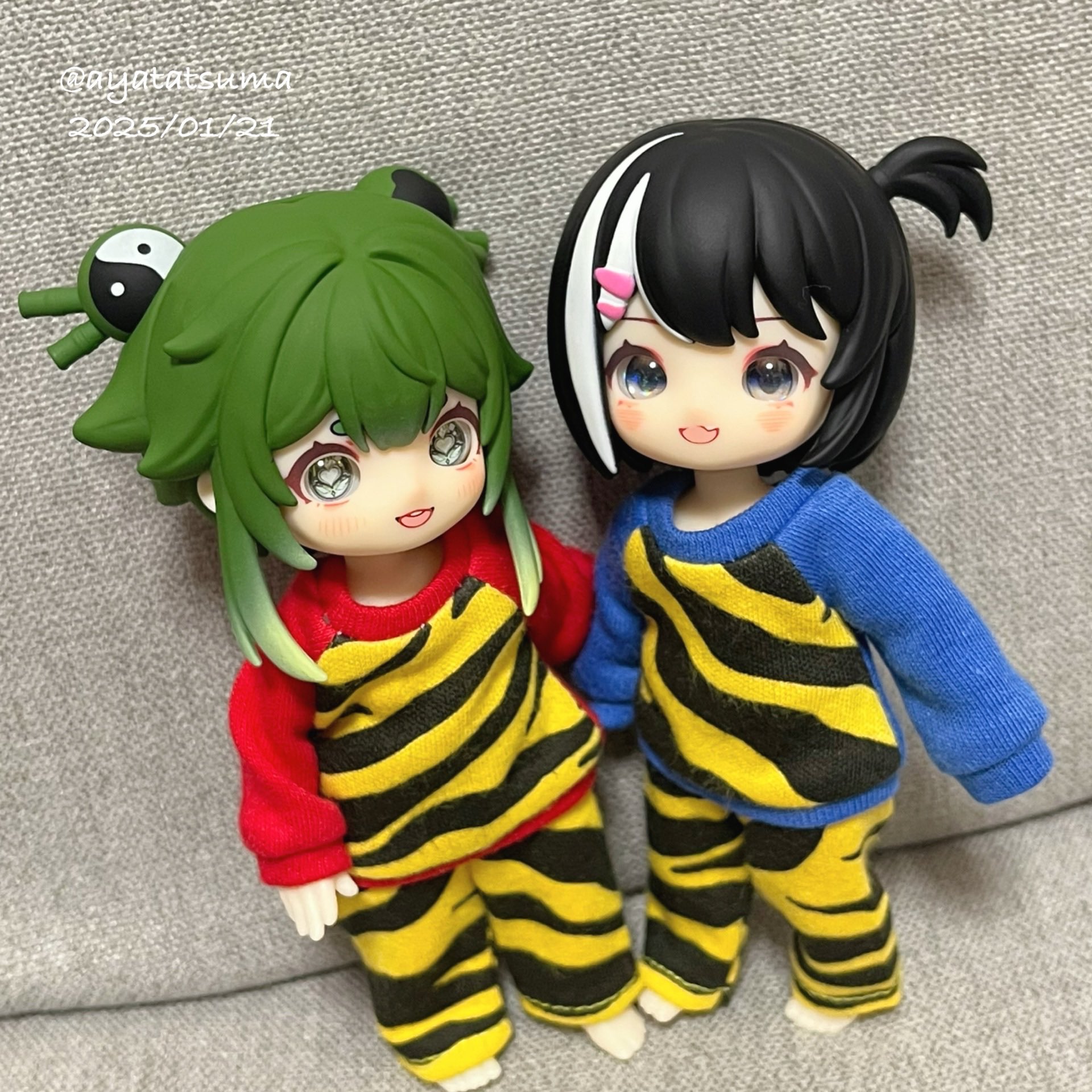 ブラインドドール　NAGI留学シーズン　より
竹月(画面左)と鳶猫(画面右)
服はすべて自作 #たつまドール服