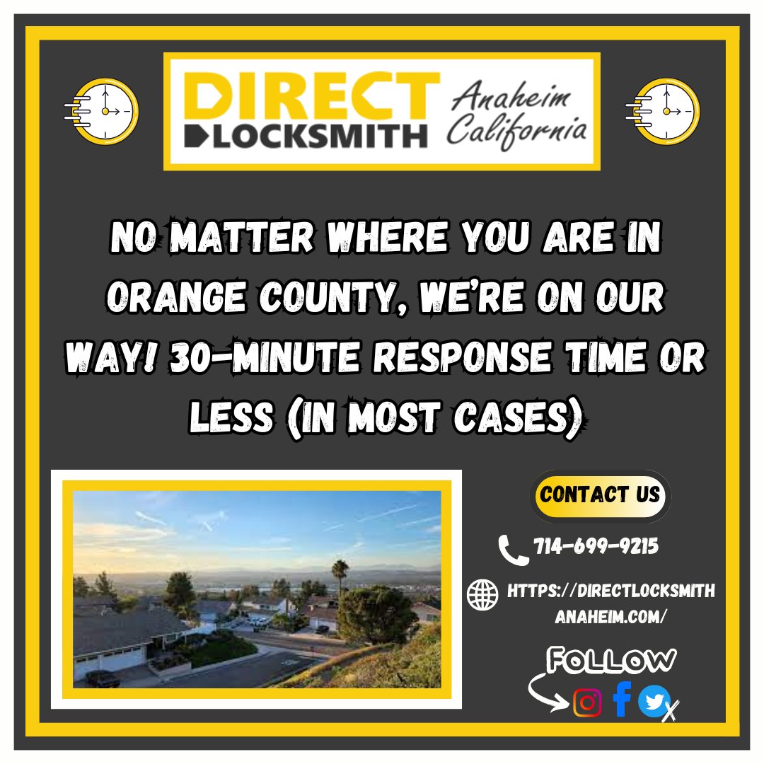 👇 | Contact us at:
☎ | 714-699-9215
🌐 | Visit https://directlocksmithanaheim.com
