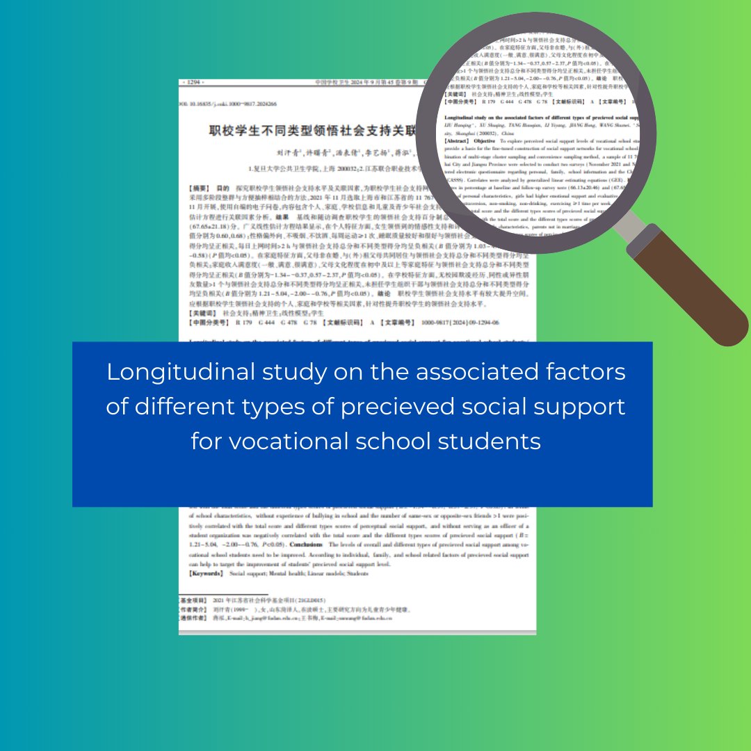 Longitudinal study on the associated factors of different types of precieved social support for vocational school students
