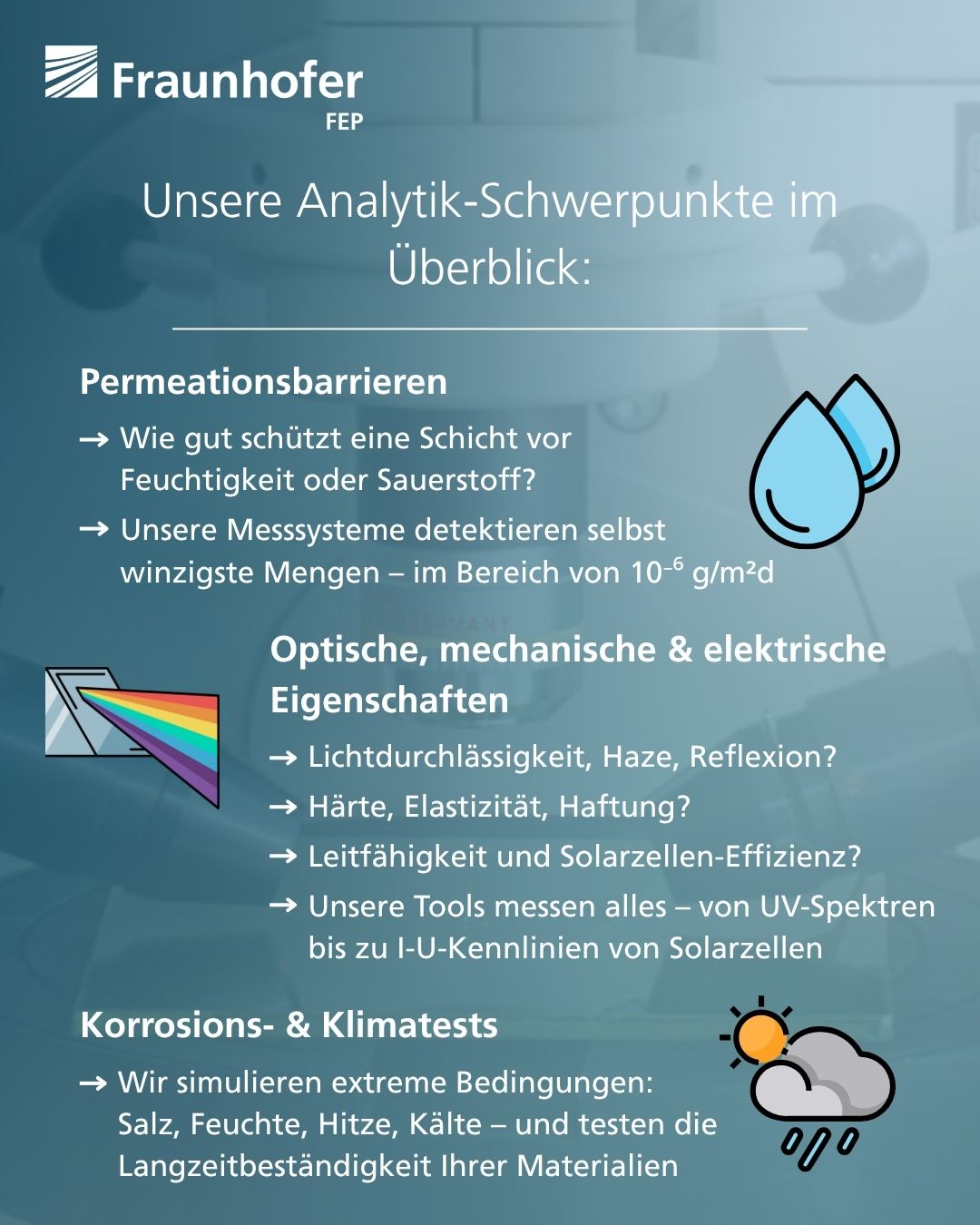 Schwerpunkte der Analytik im Überblick