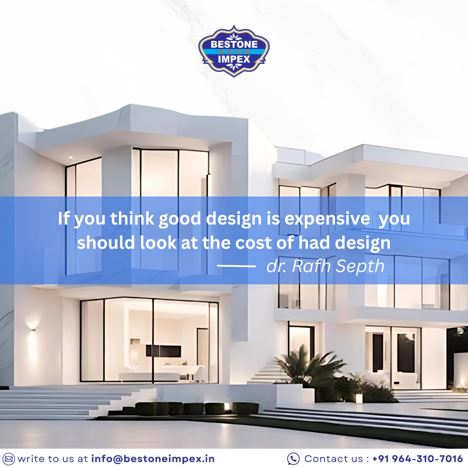 Good design isn’t just about how something looks — it’s about how it lives.
It’s the natural lighting that flows through a space.
It’s the surface you touch every day — the floor under your feet, the walls you lean against, the table you gather around.

And when it comes to materiality, one element stands out above all — marble.

— The Timeless Art of Marble

For centuries, marble has been more than just a surface — it’s been a storyteller. From the Taj Mahal to contemporary luxury homes, marble has whispered tales of beauty, permanence, and identity.

To the new generation of architects and designers: don’t think of marble as a luxury you can’t afford — think of it as an investment your design can’t afford to miss. Especially when sourced and curated right, marble becomes a medium of expression — a sculpture in space, a feeling underfoot, and an emotion in stone.

— Lessons from the Field: Choosing Materials with Meaning

At Bestone Impex, we often welcome first-time homeowners, risin