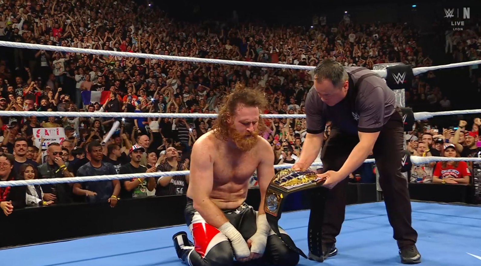 SAMI ZAYN CELEBRATES HIS TITLE WIN