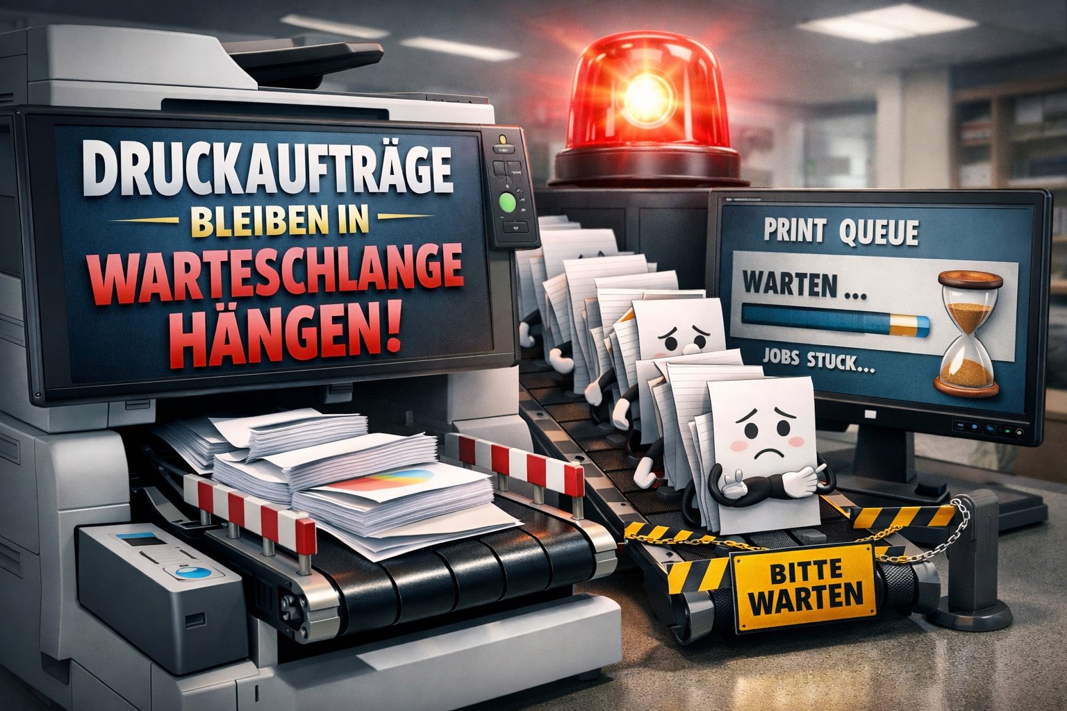 Kennst du das Problem? Du klickst auf Drucken, der Drucker macht keinen Mucks – und plötzlich siehst du nur noch: Druckaufträge bleiben in Warteschlange hängen.
Egal ob Home-Office, Schule oder Büro – eine blockierte Drucker Warteschlange kann extrem frustrierend sein. Gute Nachricht: In den meisten Fällen lässt sich das Problem unter Windows 10 & 11 schnell und ohne Techniker lösen.
In diesem Guide zeige ich dir einfache, bewährte Windows-Fixes, mit denen du festsitzende Druckaufträge dauerhaft entfernst – auch bei HP Druckern.
