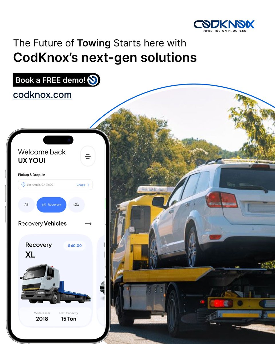 An infographic image with text "The future of towing starts here with codknox's next-gen solutions"