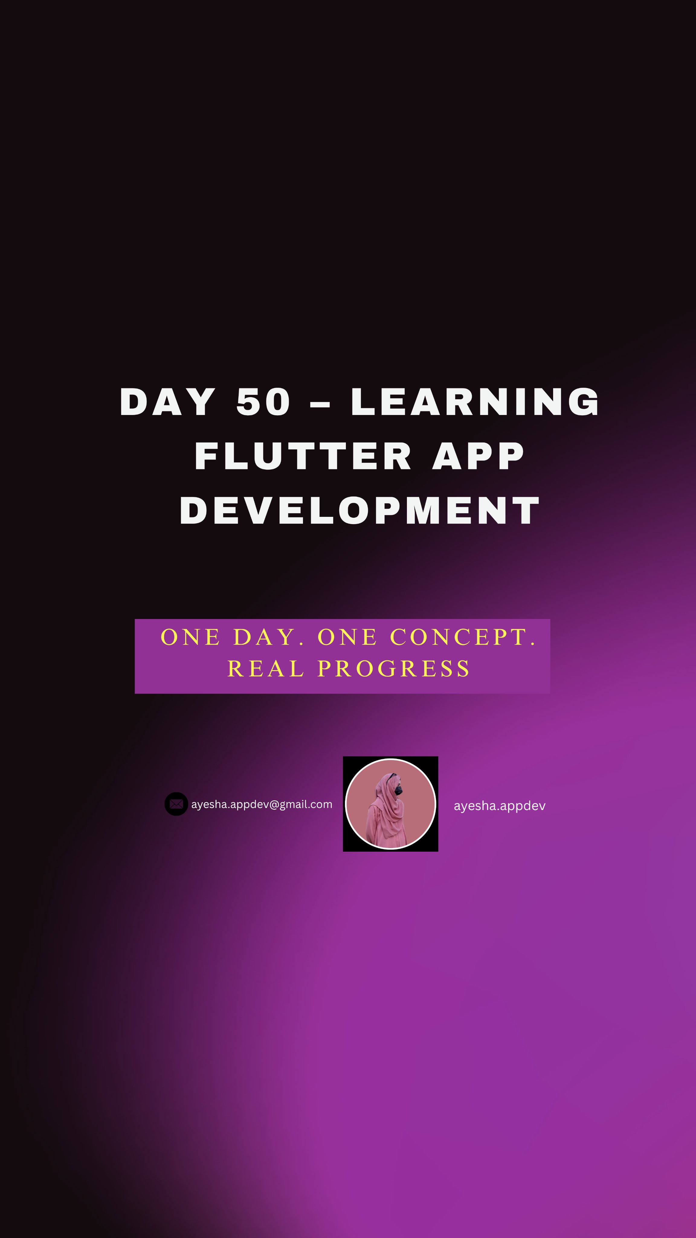50 days. Real apps. Real Flutter skills.
Most people quit learning Flutter early — consistency changed everything.
• Built real apps, not just tutorials
• Learned APIs, UI, state & navigation
• Practiced clean, reusable Flutter widgets
• Improved Android & iOS performance
As a Software Engineering student,
I chose learning by building daily —
one Flutter app at a time.
Day 50/50 isn’t the end.
It’s proof that consistency compounds.
What should I build next with Flutter?
Follow for real Flutter builds & lessons.
#FlutterDeveloper #100DaysOfFlutter #MobileAppDevelopment #FlutterProjects #ayeshappdev