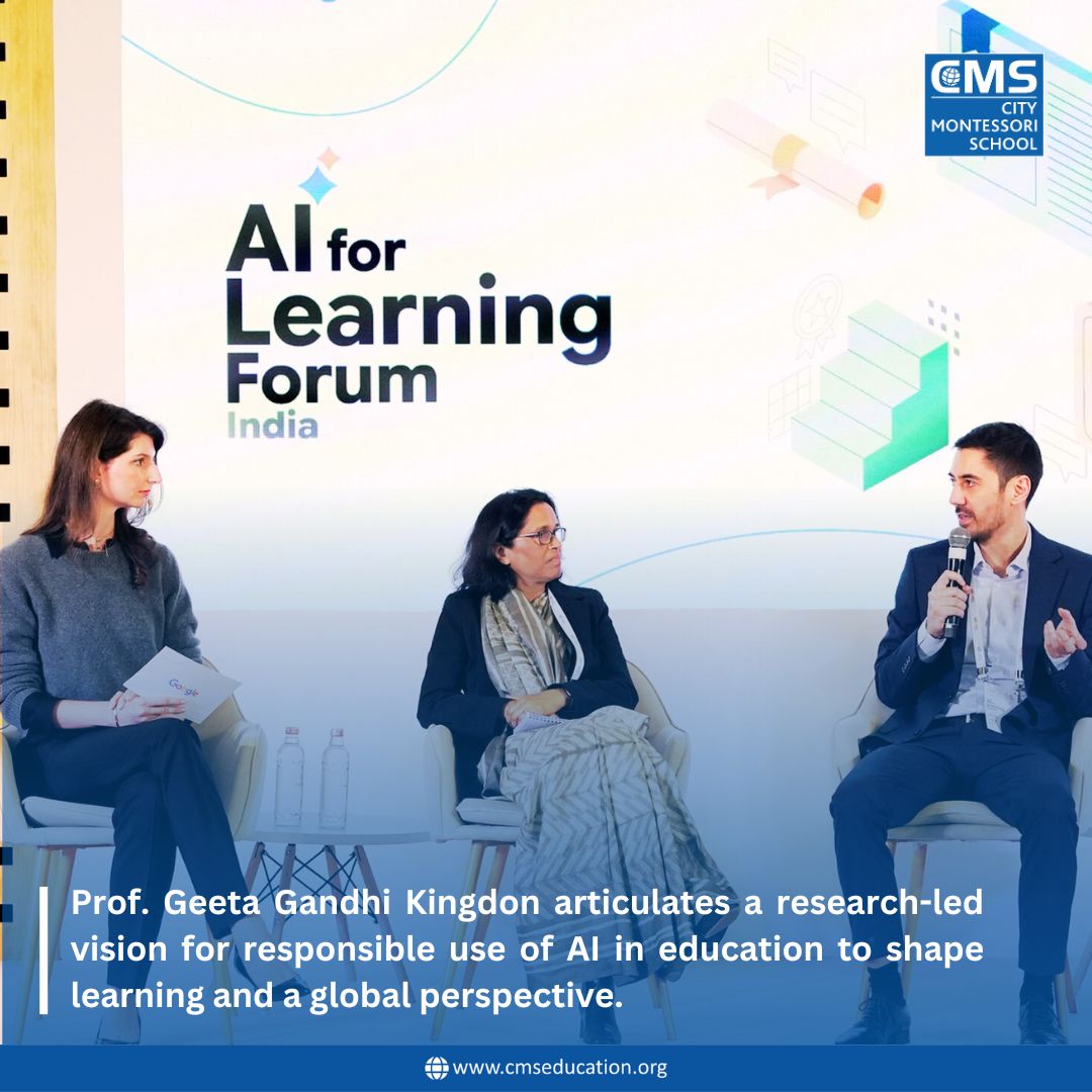 Prof. Geeta Gandhi Kingdon, Manager, CMS, at the AI for Learning Forum, India, held in New Delhi and organised by Google India under the India AI Impact Summit 2026.