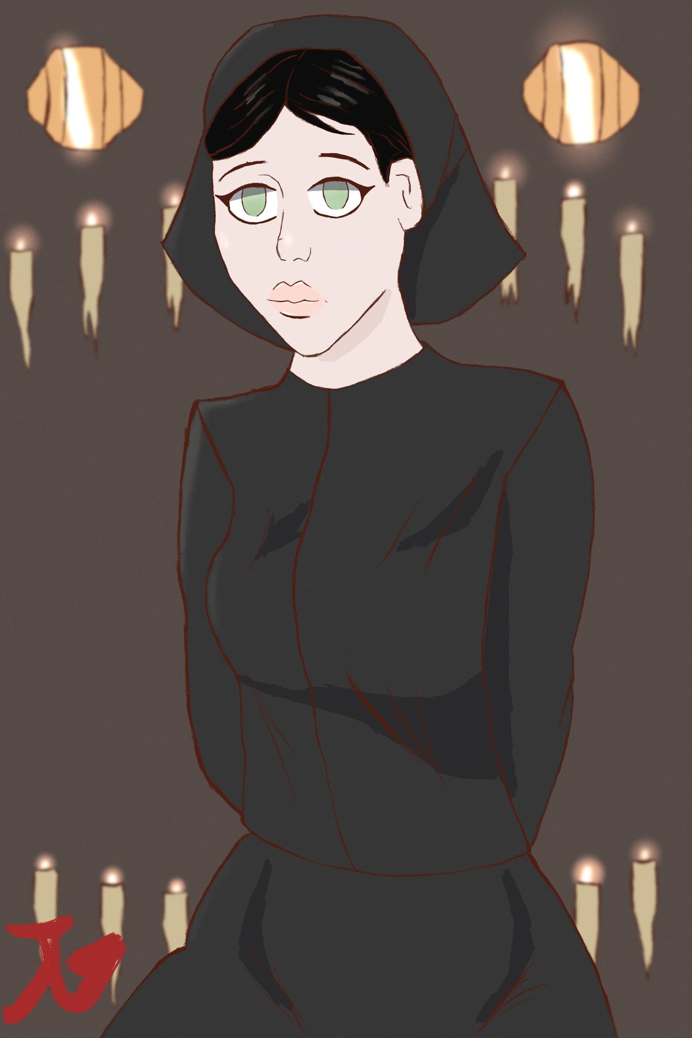 Margaret from The First Omen.  Dressed for church