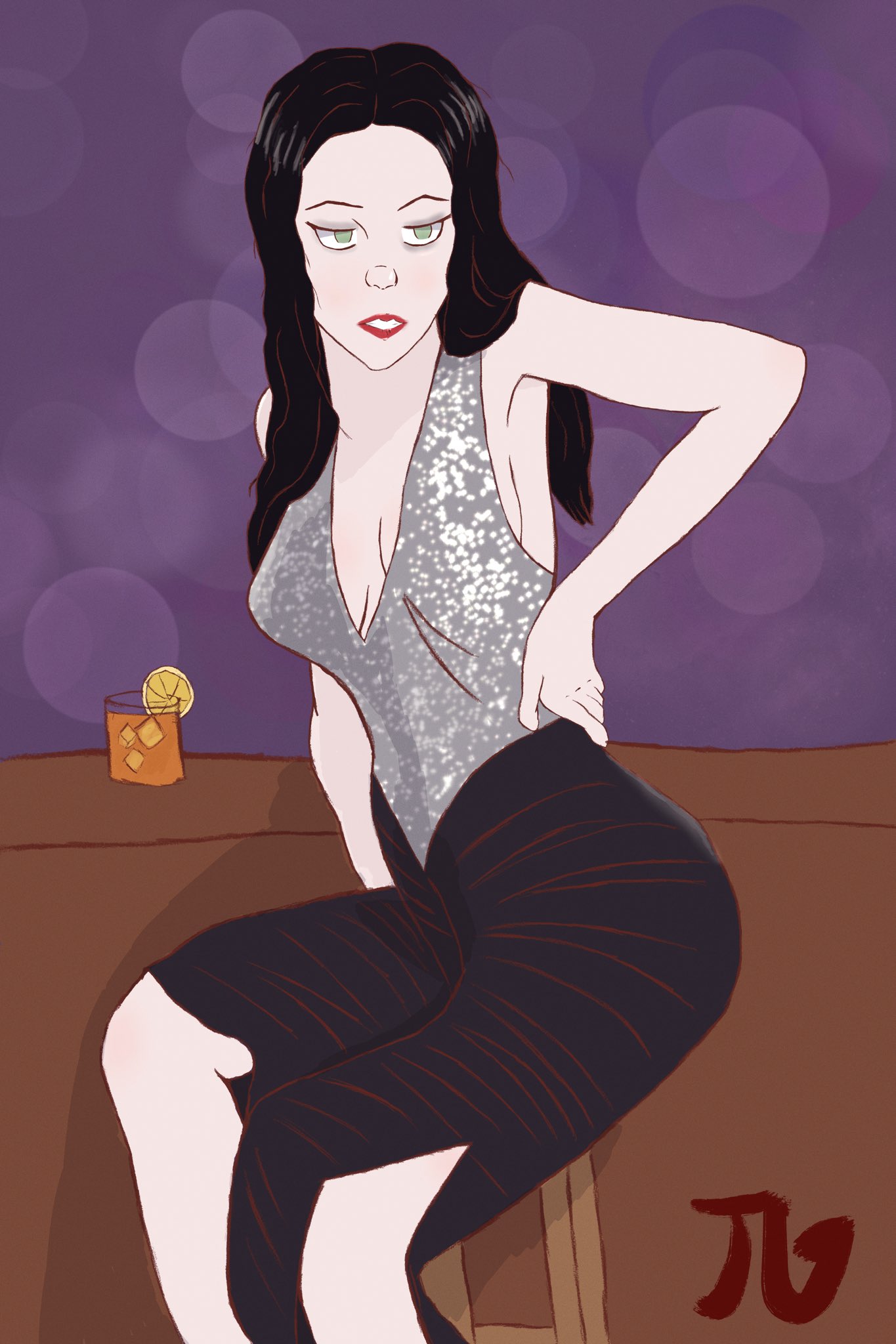 Margaret from The First Omen.  Dressed for Clubbing