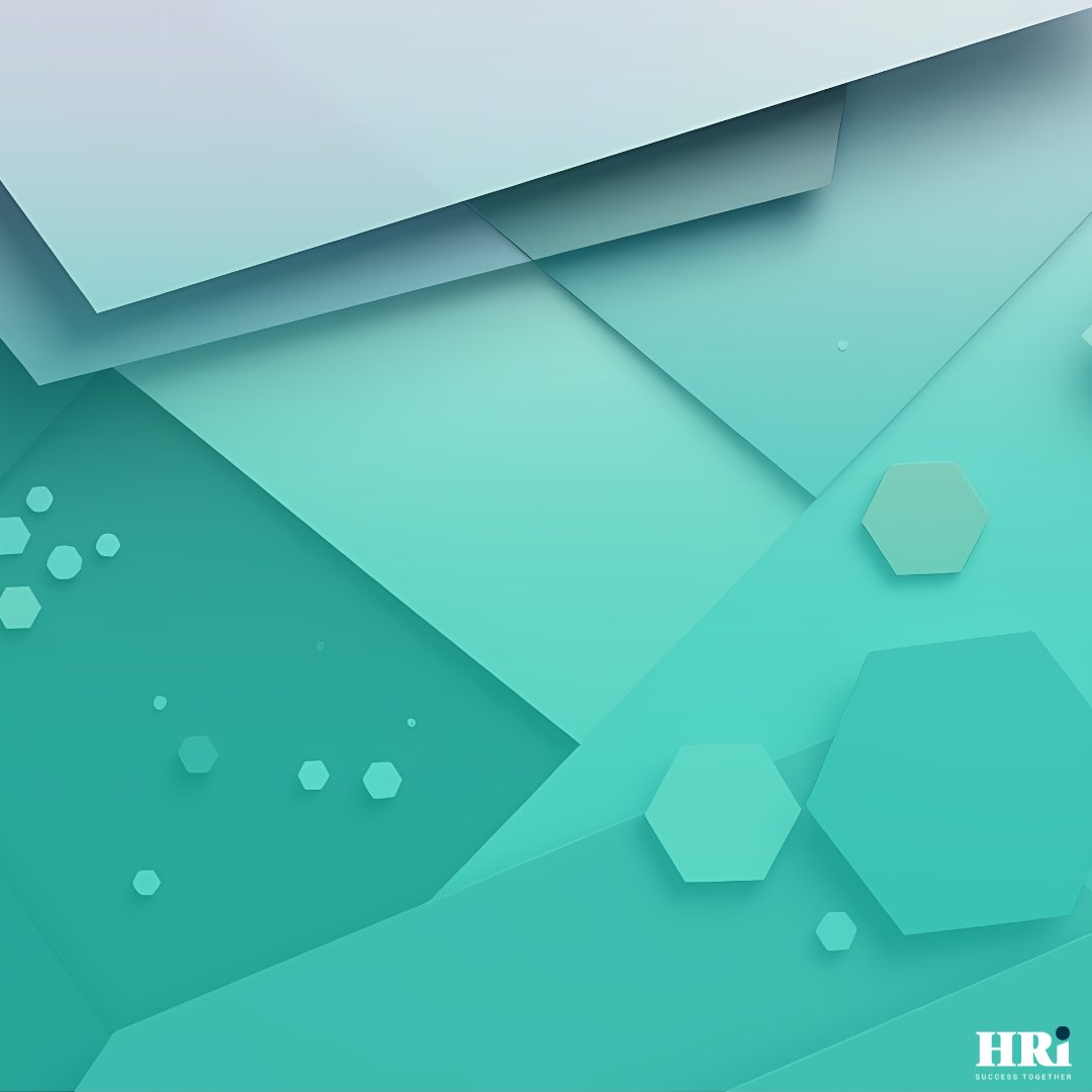 Abstract overlapping geometric shapes in soft teal and neutral tones, representing accreditation as part of professional HR practice.