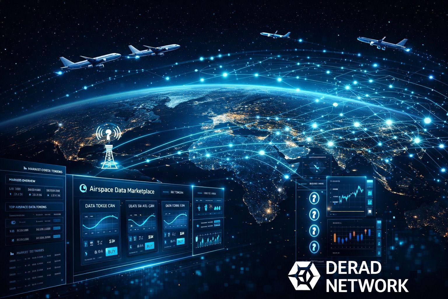 Futuristic airspace data marketplace interface 