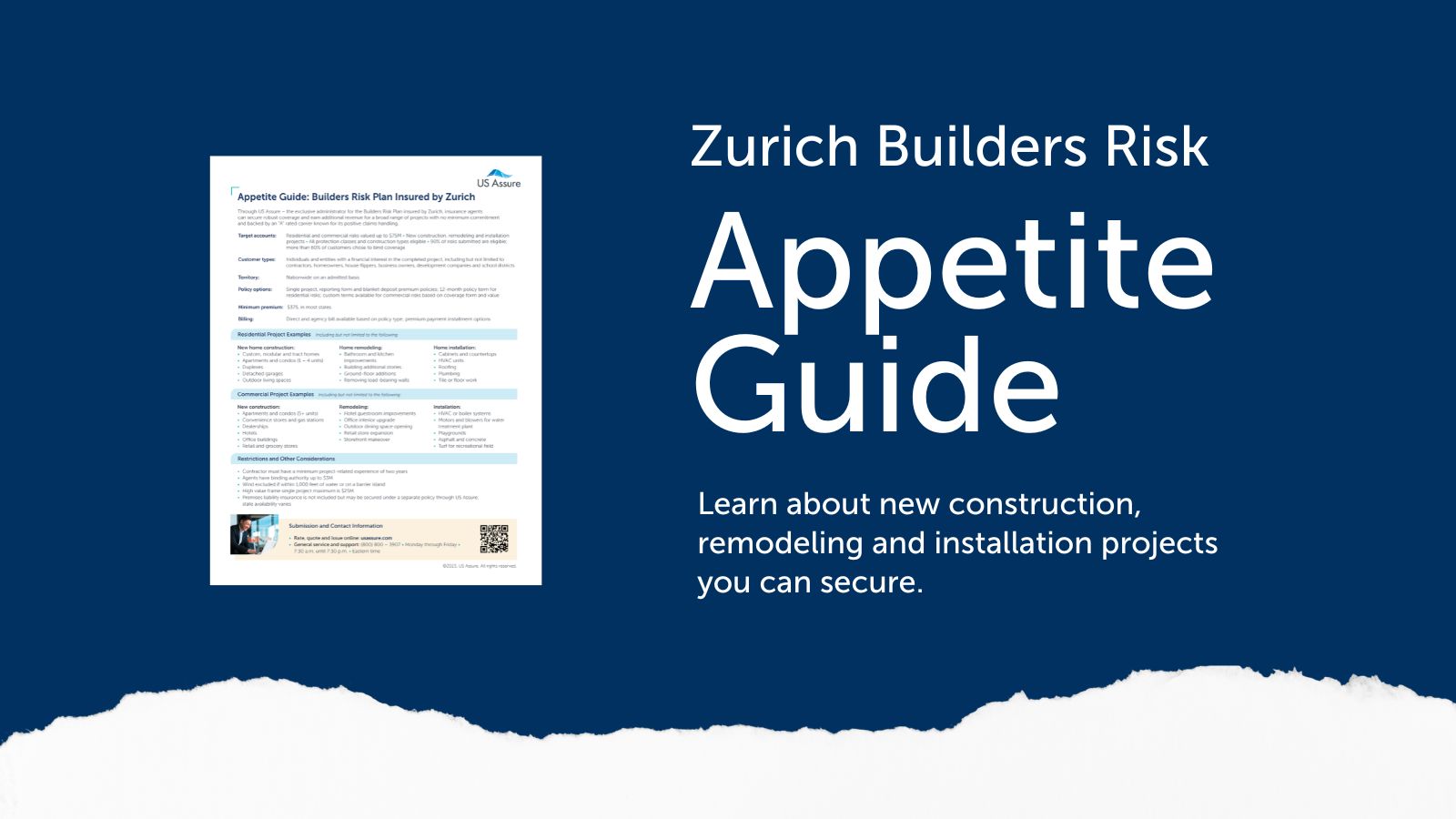 Zurich Builders Risk Appetite Guide overview for securing new construction and remodeling projects.