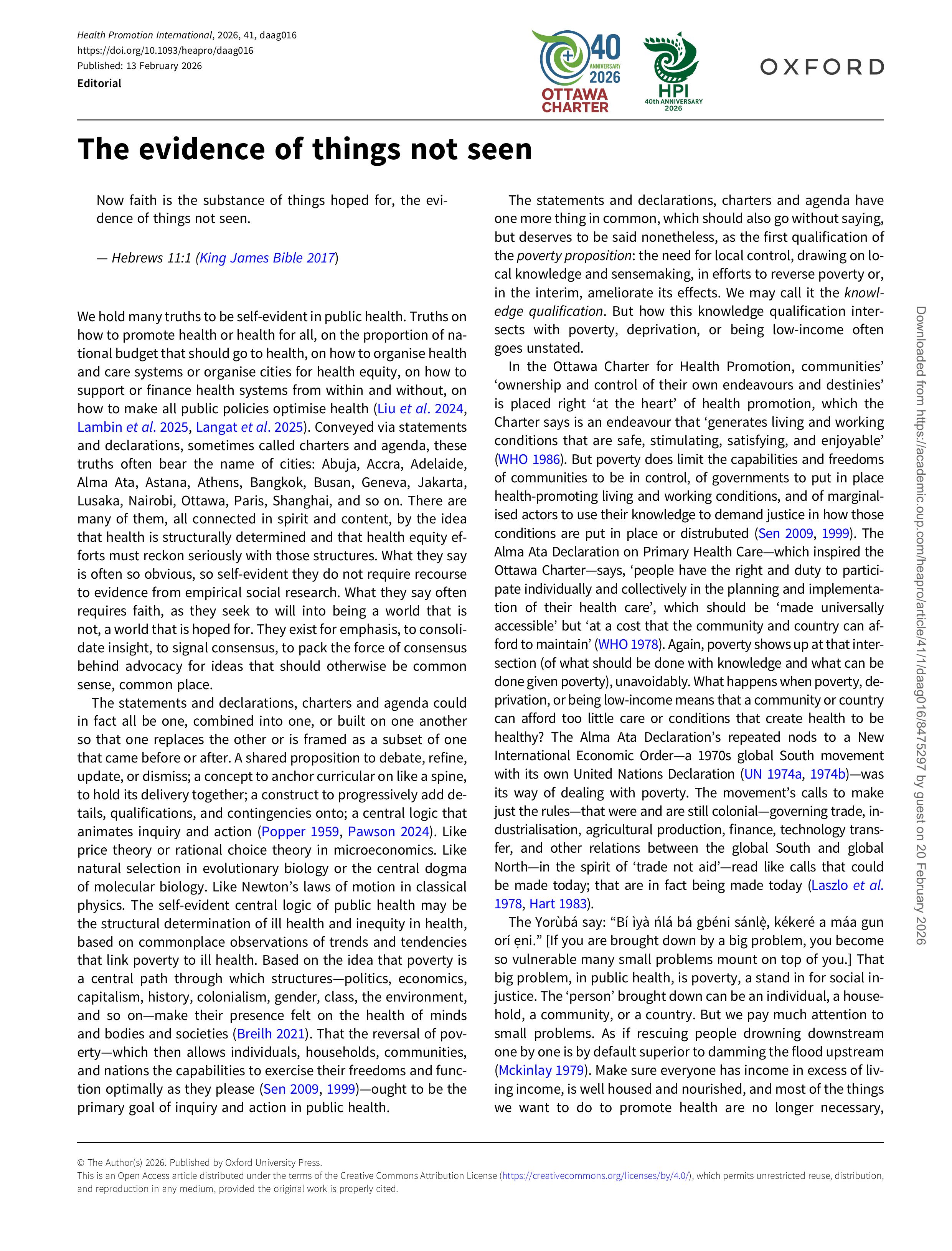 Image of the four pages of the short essay: The evidence of things not seen