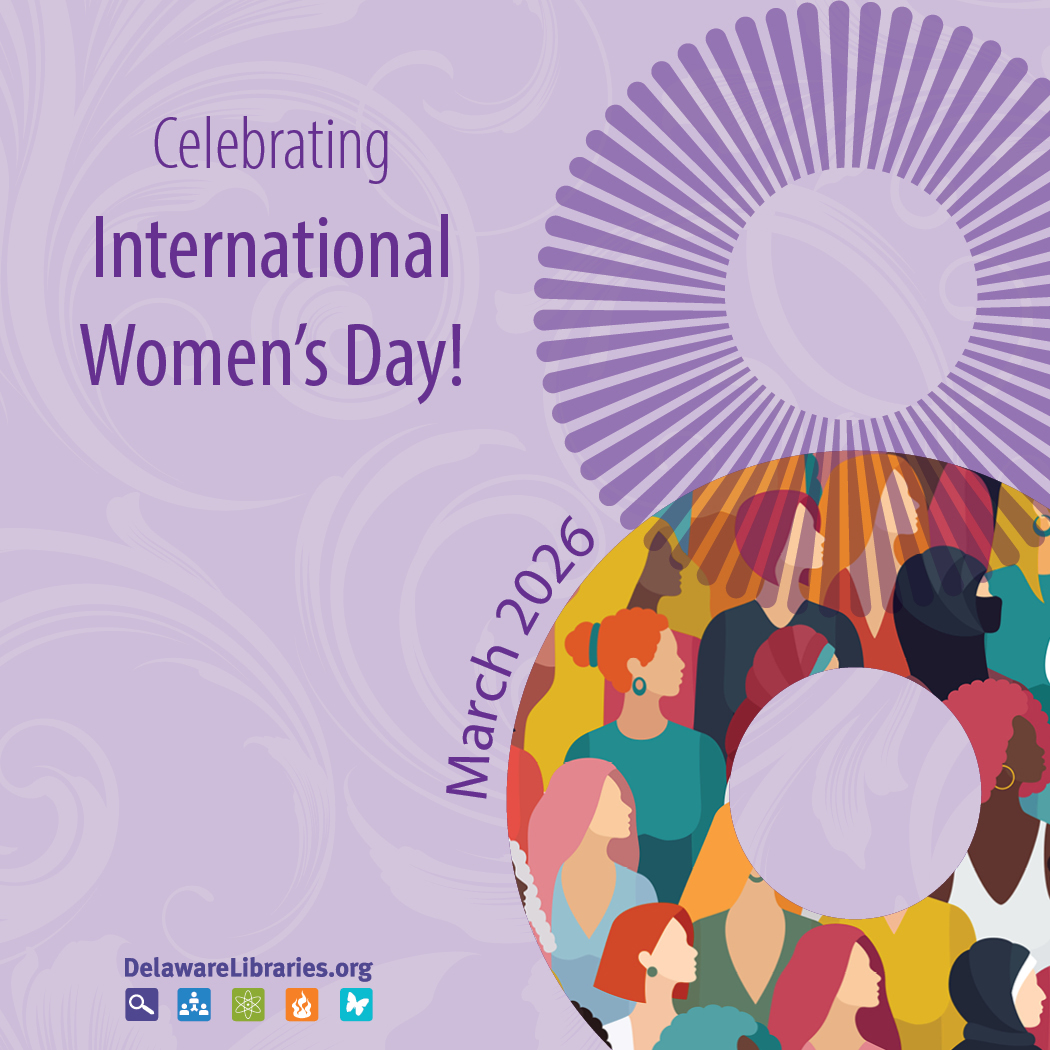 Colorful illustration of diverse women celebrating International Women's Day in March 2026 with a purple floral background.