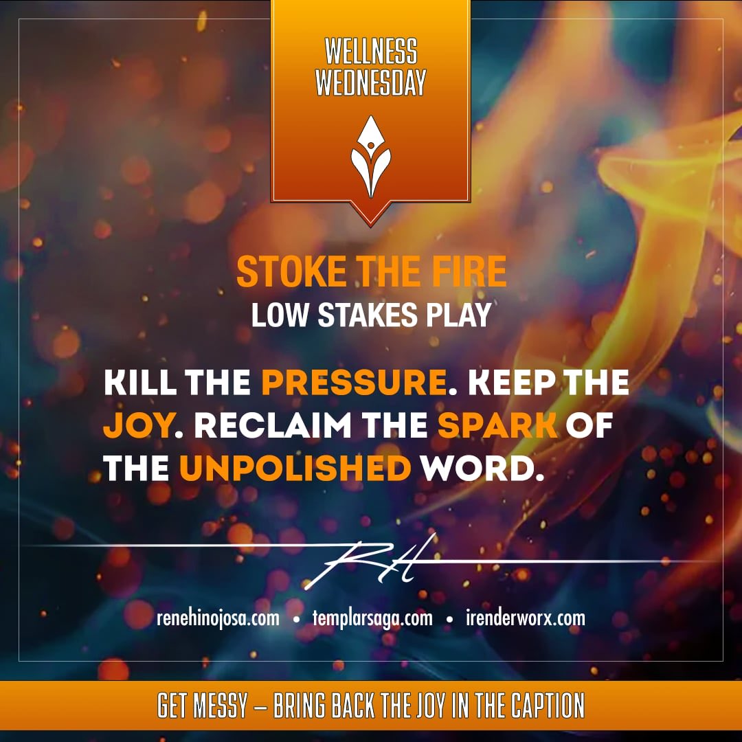Wellness Wednesday
Stoke The Fire
Low-Stakes Play

Reclaim your spark by writing something destined for the trash can.

Give yourself permission to be messy.

✍️: What is the last thing you wrote just for the pure fun of it?