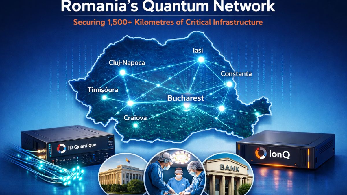 Introducing Romania’s Historic Quantum Network(RoNaQCI), Protecting More Than 1,500 Kilometres of National Infrastructure with IonQ and ID Quantique

Overview

IonQ has achieved a major cybersecurity milestone in Europe by successfully establishing a vast quantum communication network throughout Romania. This infrastructure uses more than 1,500 kilometers of fiber and Quantum Key Distribution technology to safeguard critical data transfers against sophisticated online attacks. As a vital part of the larger EuroQCI project, the project connects six major metropolitan centers and several academic institutions. This deployment demonstrates that nationwide quantum-secure systems are already operational, protecting several industries, including government, healthcare, and banking. The company’s increasing position as the world’s leading supplier of quantum networking solutions is further supported by this accomplishment.