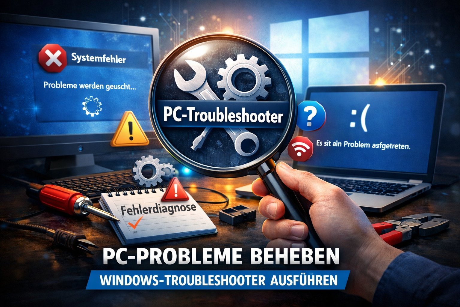 Manchmal fühlt sich Windows an, als würde es plötzlich gegen dich arbeiten: WLAN spinnt, Updates hängen fest, Apps starten nicht. Genau hier hilft der integrierte Problemlöser. Wenn du Führen Sie einen Troubleshooter für PC-Probleme Windows ausführst, kannst du viele Fehler automatisch erkennen und reparieren lassen – ohne tief in die Technik einzusteigen.
In diesem Guide zeige ich dir, wie du Führen Sie einen Troubleshooter für PC-Probleme Windows richtig nutzt, welche Arten von Problembehandlungen es gibt und was du tun kannst, wenn der Troubleshooter selbst streikt.