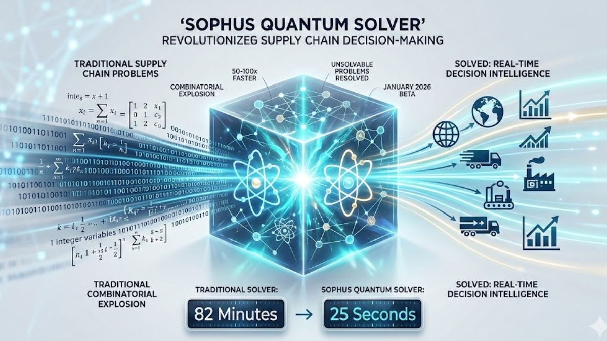 Sophus Technology Quantum Solver
Sophus Technology Inc. announced a historic advancement in computing power for the global supply chain industry, which is poised to reshape the limits of logistics and industrial efficiency. The company’s next-generation optimization engine, the Sophus Quantum Solver, is expected to solve problems 50–100× quicker than conventional mathematical techniques. To eliminate the “combinatorial explosion” that has long afflicted large-scale industrial modeling, the engine is set for beta release in January 2026 and general availability by the end of the first quarter of 2026.
Overcoming the Industry’s “Unsolvable” Problems
Global supply chain executives have been hampered by a major technology barrier for years. The majority of businesses employ Mixed-Integer Linear Programming (MILP) solvers, which have found it difficult to keep up with the increasing complexity of networks. Currently, a lot of businesses deal with excessive solution times that may last for h
