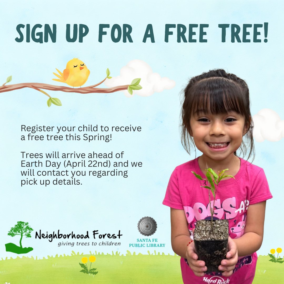 A young person smiles while holding a small plant in a black pot. A small yellow bird with its eyes closed rests on a brown branch with green leaves.
