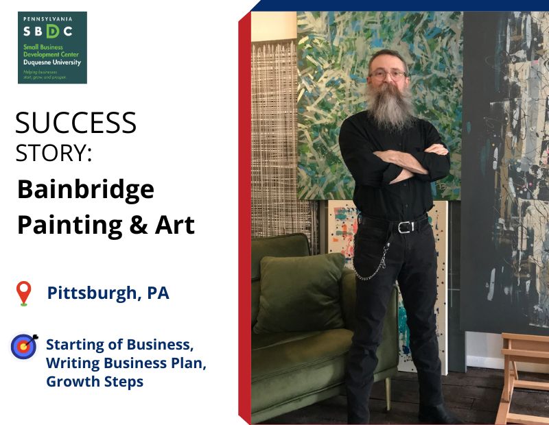 Client Success Story: From Artist to Entrepreneur, Making the World a Little More Beautiful Every Day

When Freddie J. Bainbridge walked into the Duquesne University Small Business Development Center (SBDC), he wasn’t just starting a business—he was shaping a lifelong passion into a sustainable creative enterprise.

Today, that passion lives through Bainbridge House, the signature brand built from Freddie’s unique fusion of fine art, painting, and interior transformation.

Read full success story here - https://www.sbdc.duq.edu/Resource-Bainbridge-Painting-Art

#dusbdc #SBDCSuccessStory #SmallBusinessDevelopment #CreativeEntrepreneur
#BusinessSupport #painterman15212 #bainbridgehouse