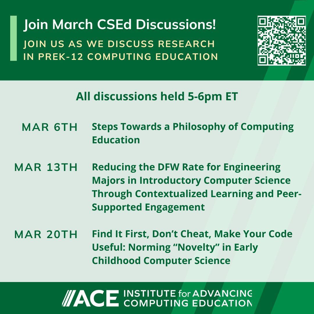 March CSED Discussion Schedule