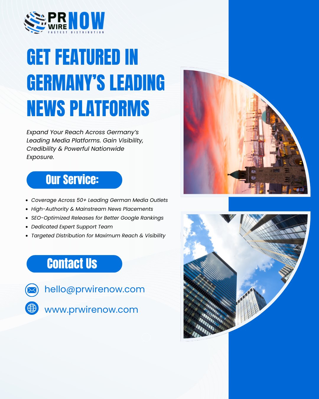 Germany Press Release Distribution Services for Global Brands  PRWireNOW