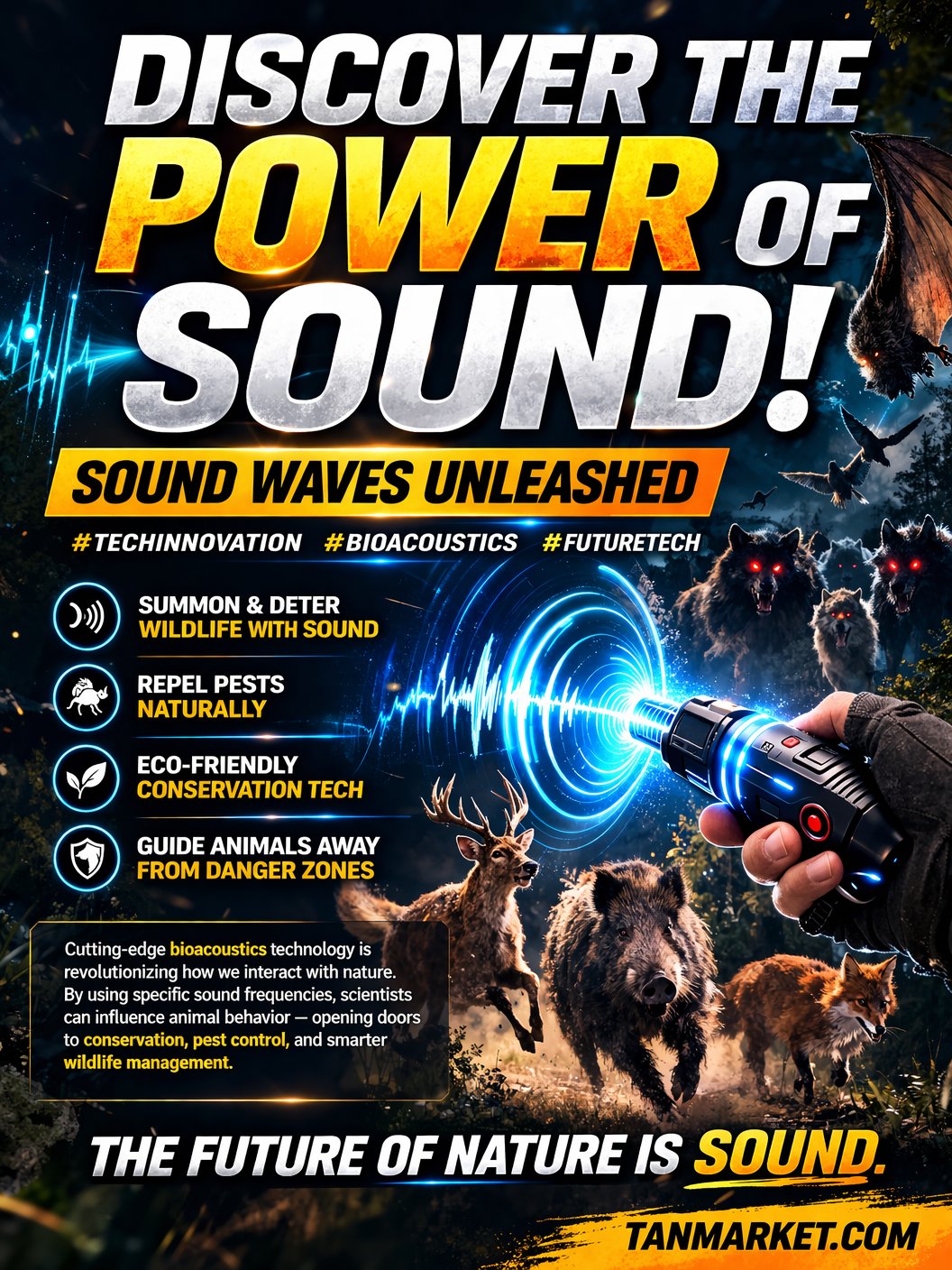 Discover the power of sound! #TechInnovation #Bioacoustics
Sound Waves Unleashed
This Sound Technology Can Control Animals 🔊
Can sound really influence animals? Scientists are now using bioacoustics—advanced sound wave technology—to guide, repel, and protect wildlife...