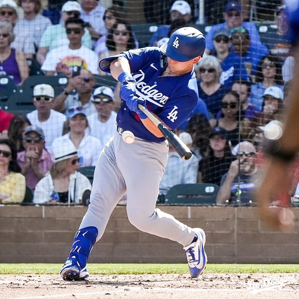 Una imagen de Dalton Rushing en la caja de bateadores.