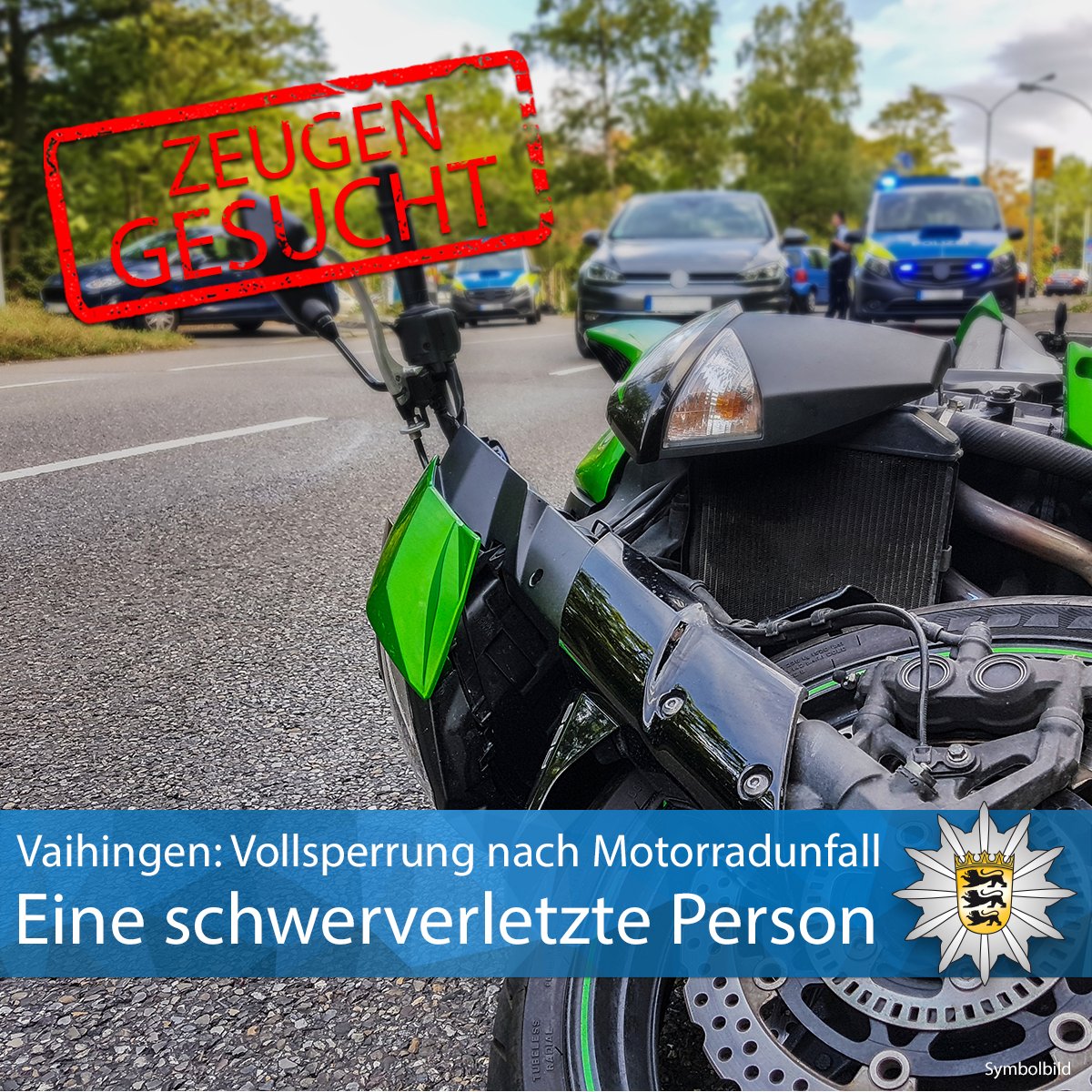 Symbolbild: Motorrad liegt auf der Straße nach Unfall